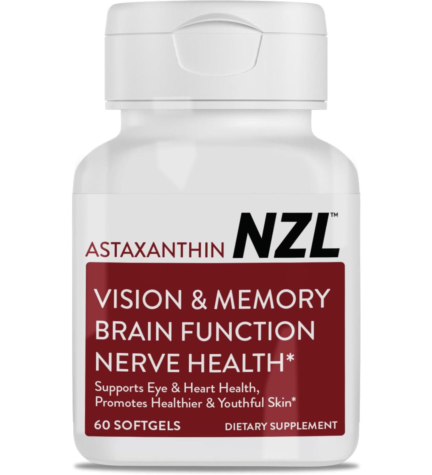 OMEGANZL NZL Astaxanthin Supports Heart Eye & Brain Health Anti-Aging Skincare & Cellular Protection 12mg Astaxanthin per Serve 60 Softgels