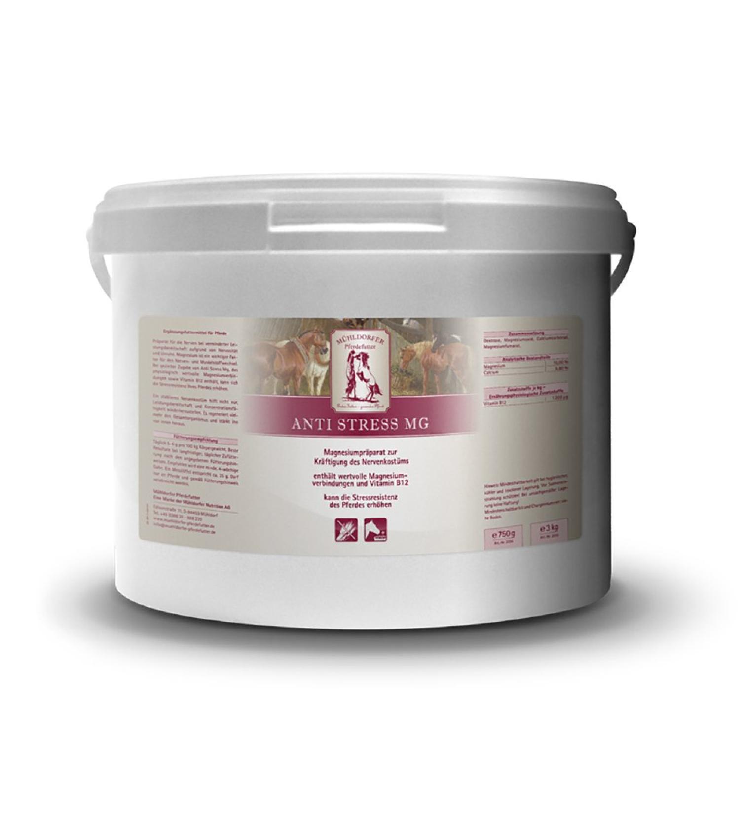 Mühldorfer Anti Stress MG, 3 kg, Strengthens Nervous Costume, Increases Resistance to Stress, Food Supplement for All Horses and Ponies