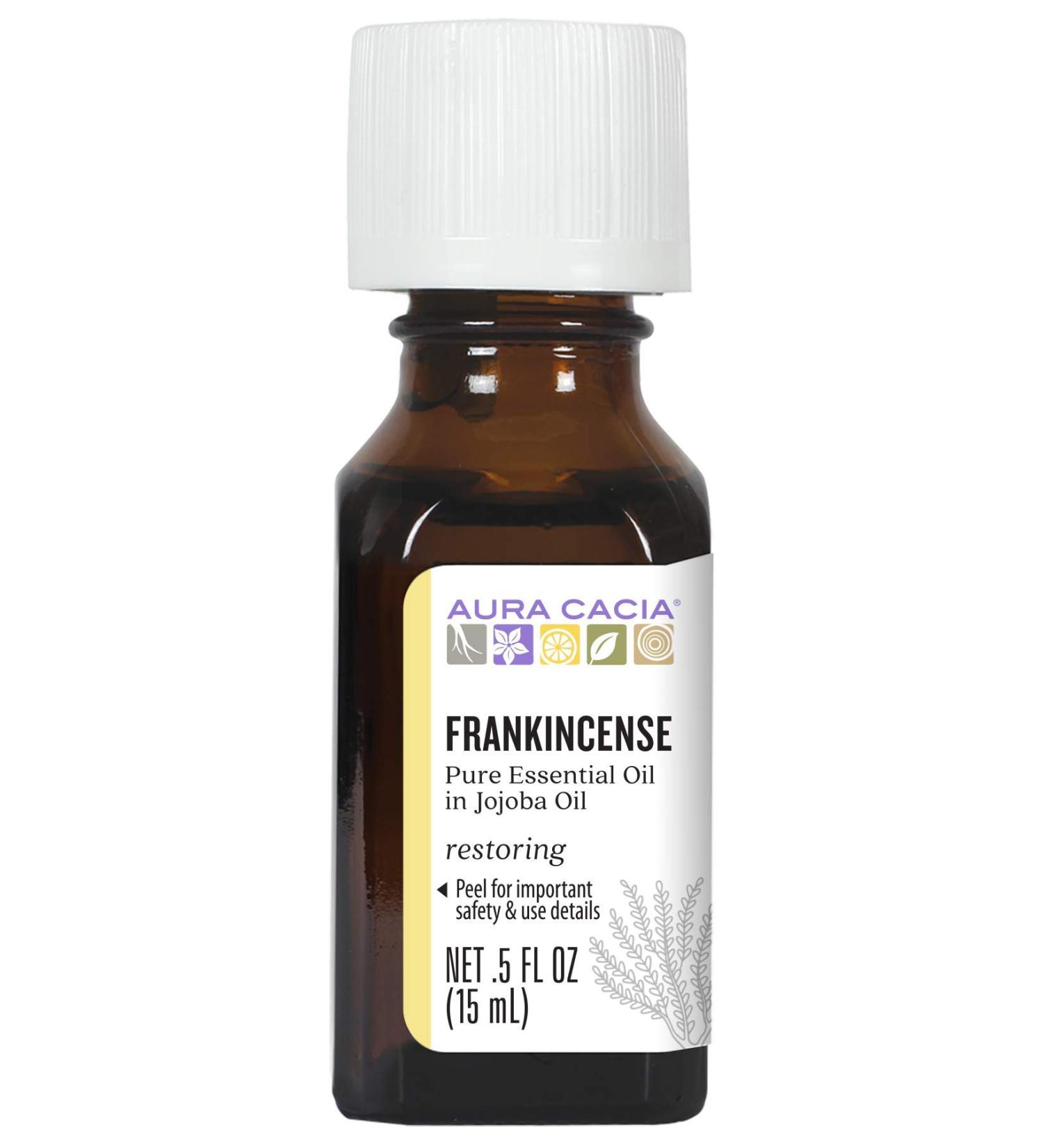 Aura Cacia Frankincense in Jojoba Oil 100% Pure Boswellia Sacra Essential Oil Blend for Skincare Massage Meditation and Aromatherapy | 0.5 Fl Oz (Pack of 1) - Buy Online on GoSupps.com