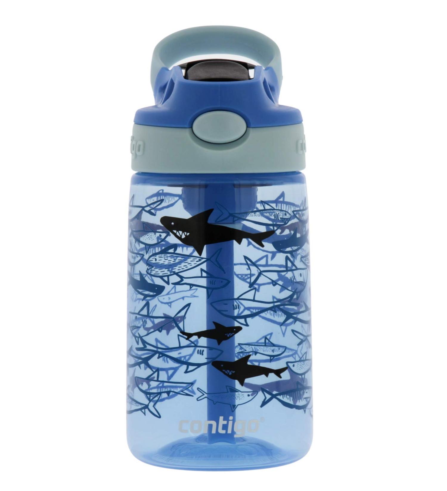 Contigo Kids Water Bottle 14oz with Autospout Technology | Spill Proof | Ages 3+ | Dishwasher Safe | Cotton Candy Gummy Sharks Design - Buy Online on GoSupps.com