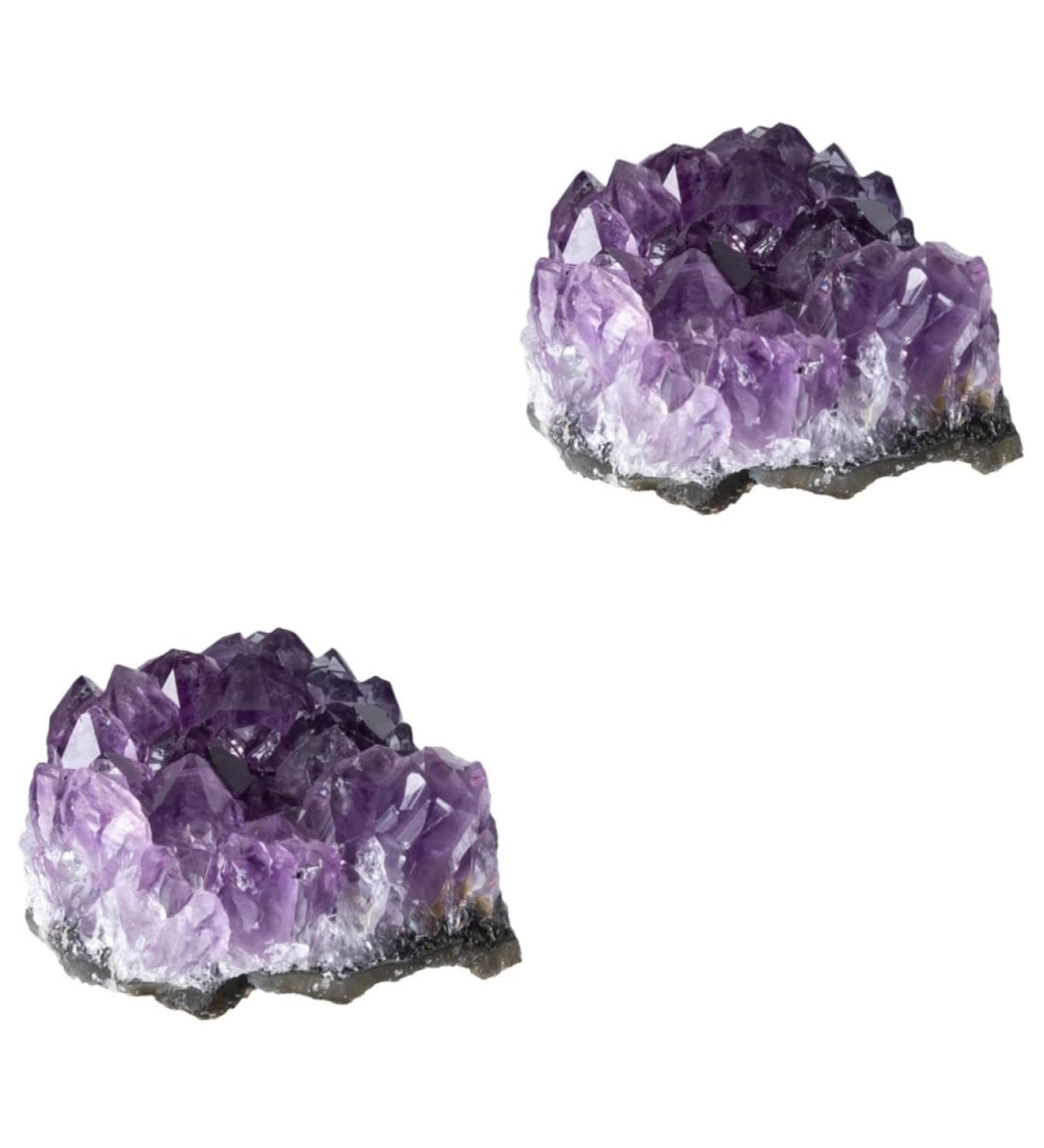 FOMIYES 2pcs Natural Crystal Cluster Crystals for Crafts Purple Gems Natural Minerals Desktop Bare Stone - Buy Online on GoSupps.com