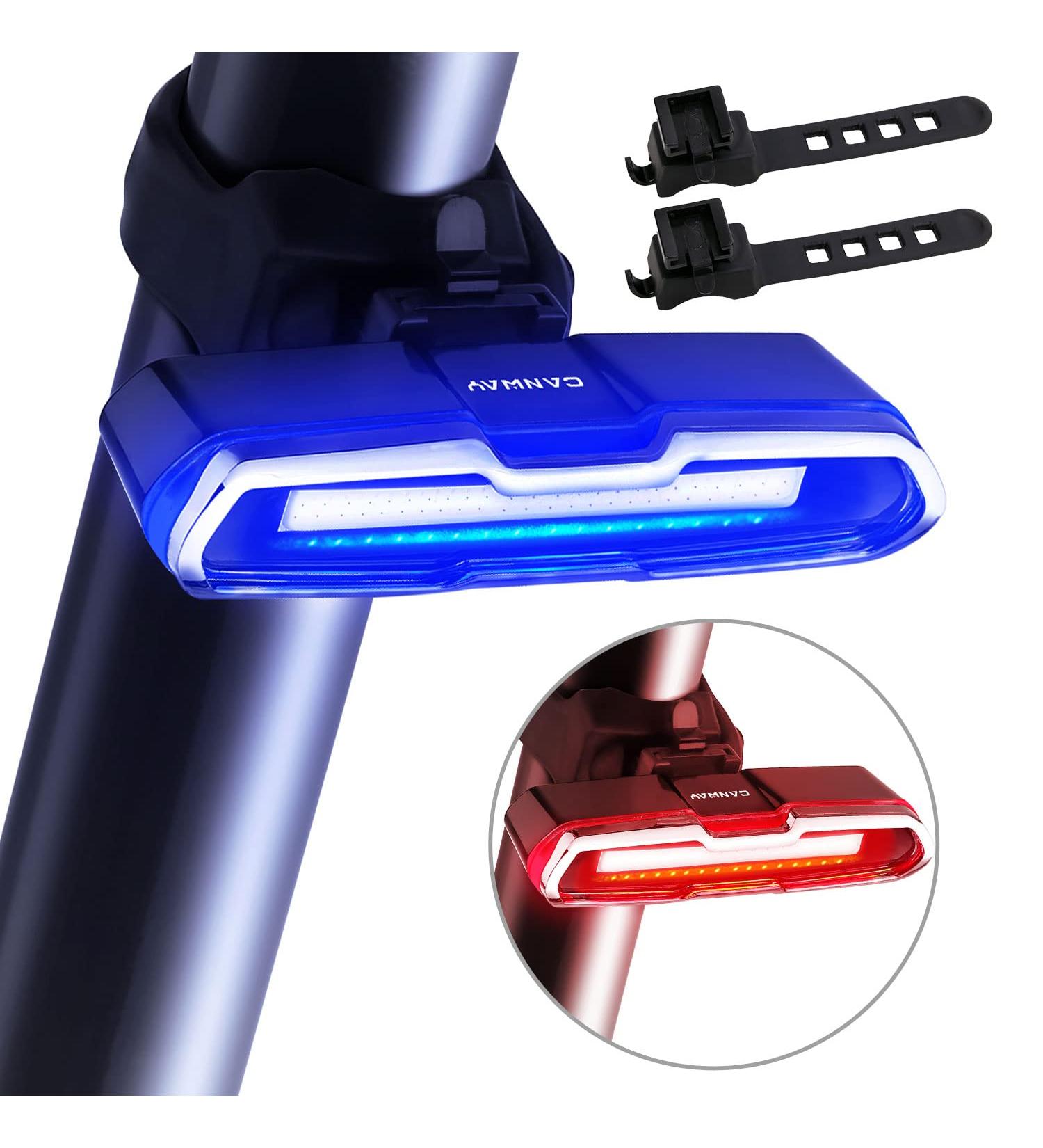 CANWAY Ultra Bright USB Rechargeable Bike Tail Light - Waterproof LED Rear Light with 5 Modes for Cycling Safety | Red & Blue Helmet Light - Buy Online on GoSupps.com