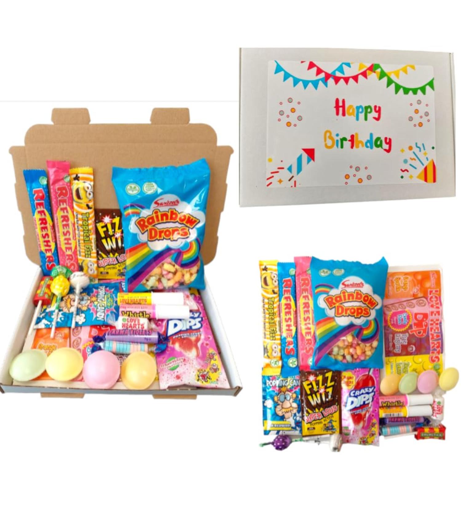 Happy Birthday Retro sweet Gift Box(20 Pieces Classic Retro TRaditional Sweet) | Great Letterbox Gift Hamper | Sweets Gift Box For Kids/Him/Her - Buy Online on GoSupps.com
