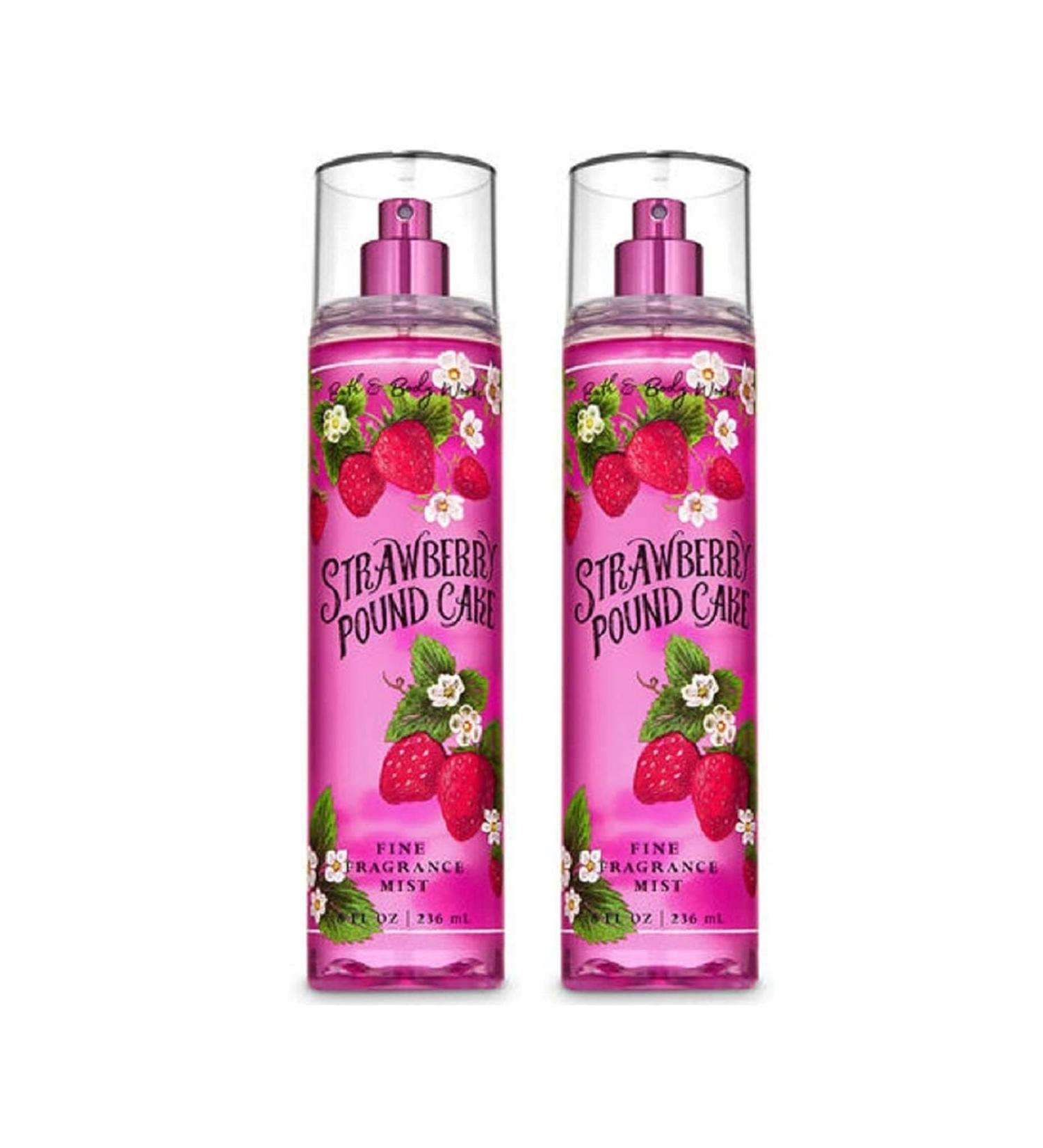 Bath and Body Works Fine Fragrance Mist (Strawberry Pound Cake 2 Pack) Package Design Varies Strawberry Pound Cake 16 Fl Oz (Pack of 1)