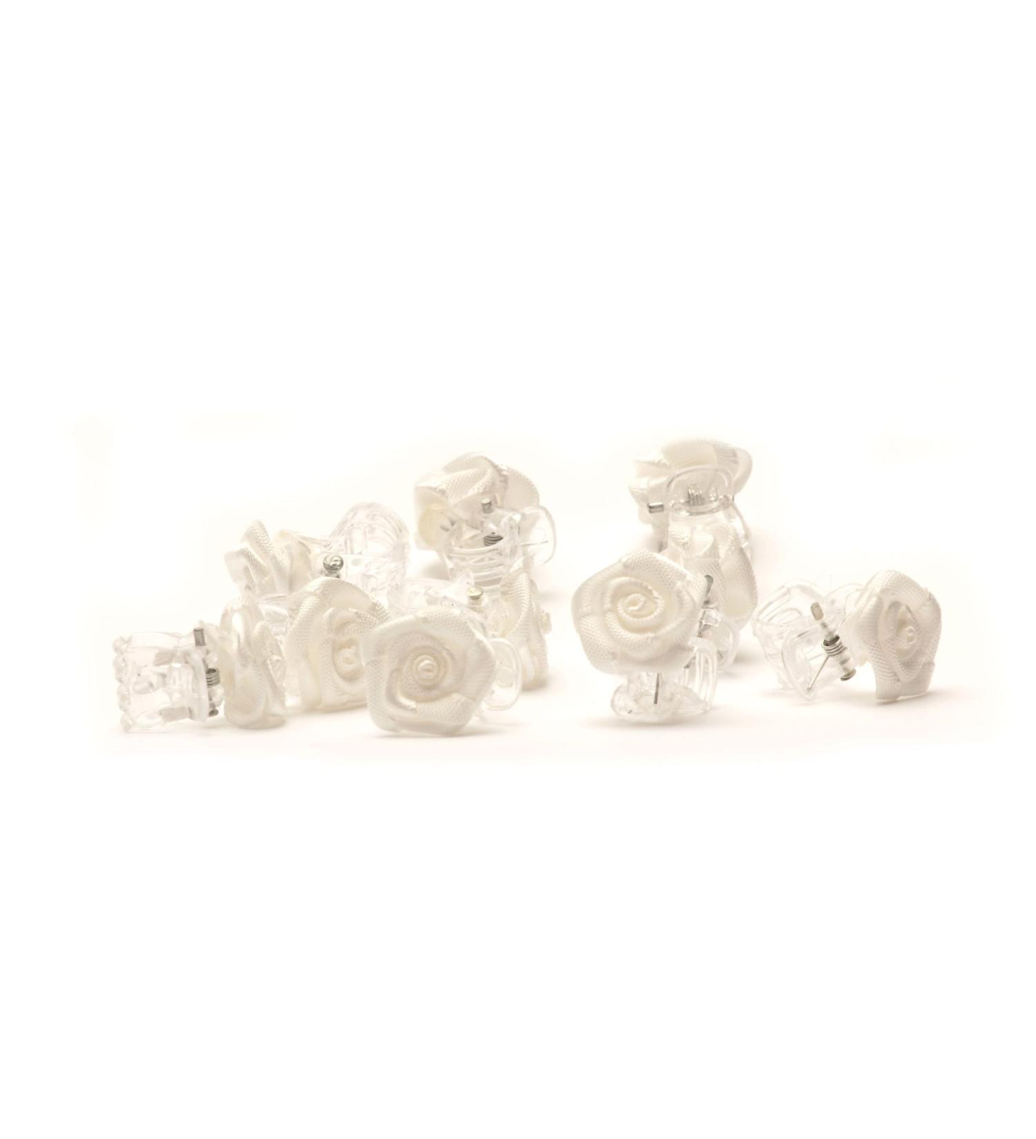 Buy 5 White Rose Hair Clips | Bridal Hair Accessories | Elegant Floral Hair Clutches (1 Pack) - Buy Online on GoSupps.com