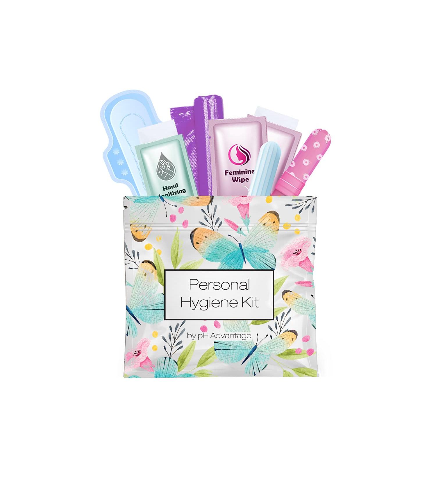 Menstrual Kit All-in-One | Convenient Single Period Pack for Travelling Tweens & Teens | Individually Wrapped Feminine Hygiene Products (Butterflies) - Buy Online on GoSupps.com