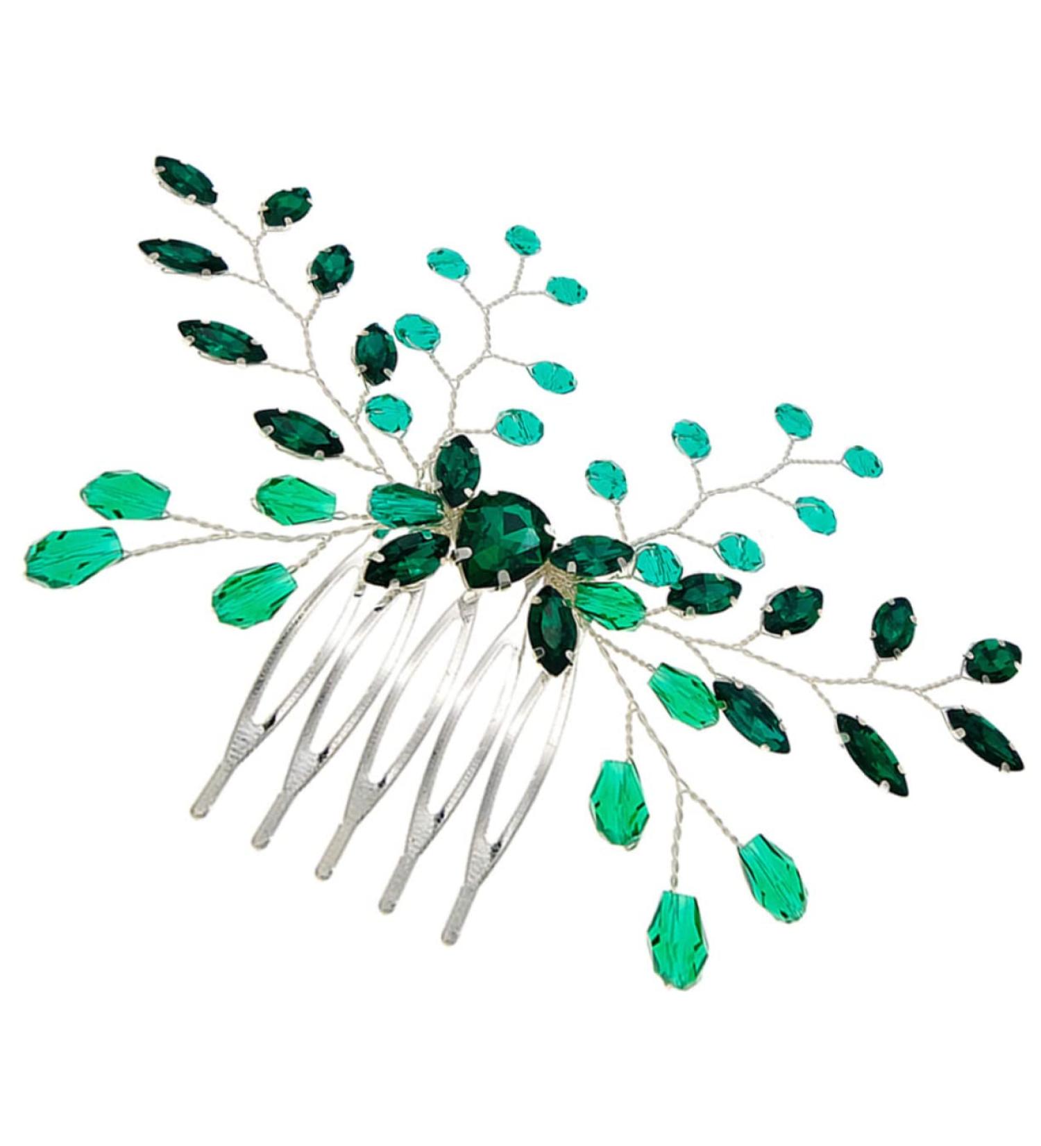MERRYHAPY Green Hair Accessories Bridal Headpiece Green Rhinestones Wedding Headpiece Girl Headpiece Rhinestone Headpieces for Women Crystal Bride Hair Emerald Bridal Hair Accessory - Buy Online on GoSupps.com