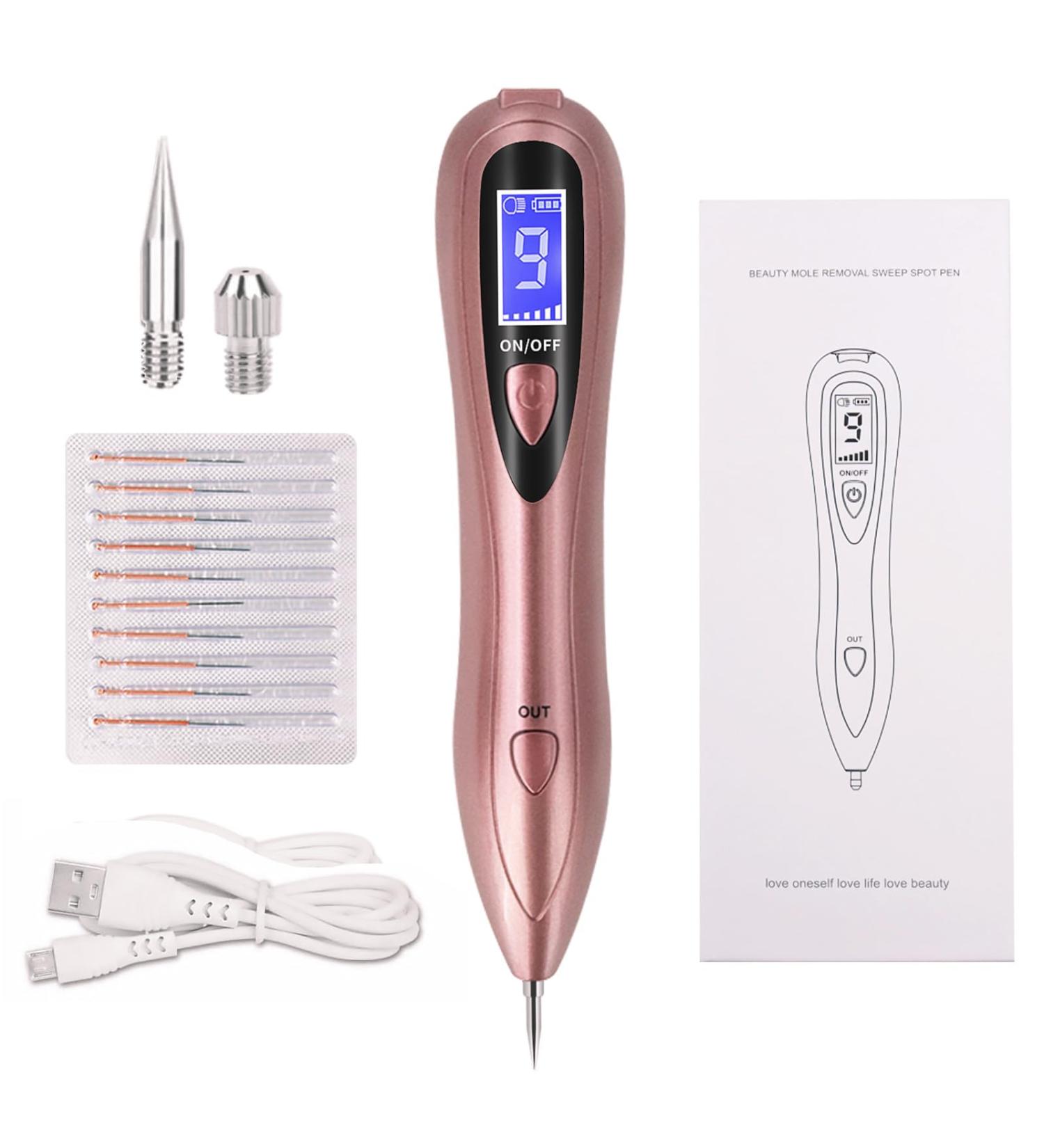 Plasma Pen Device for Removal of Birthmarks Warts & Pigment Spots - 9 Strength LCD Screen Portable Pink - Buy Online on GoSupps.com