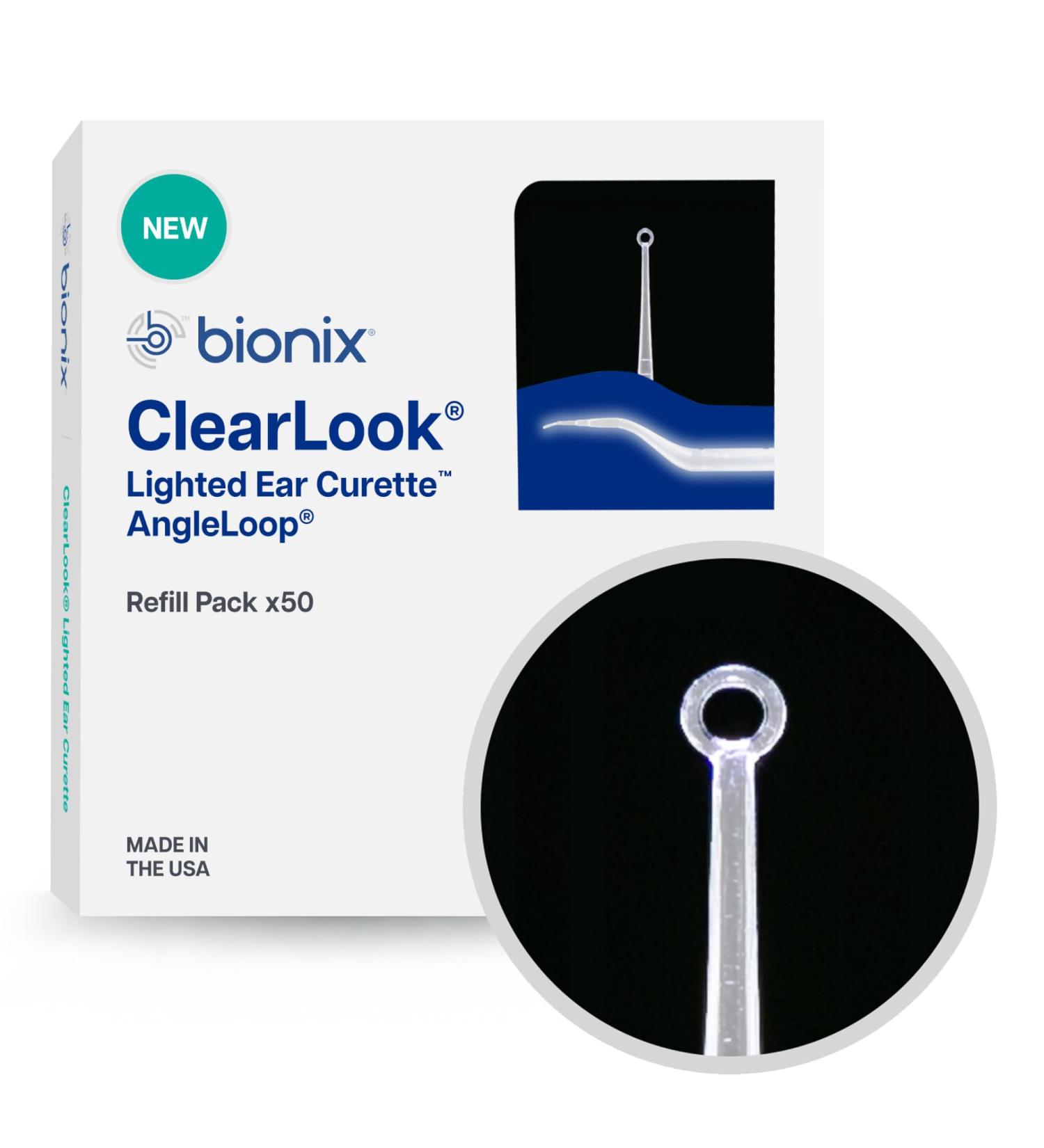 Bionix - ClearLook Lighted AngleLoop Ear Curette Refill Pack Safe Earwax Removal Tool Aids in Excess Cerumen Removal Convenient & Easy-to-Use Ideal for Healthcare Providers Single-Use (50 Count) - Buy Online on GoSupps.com