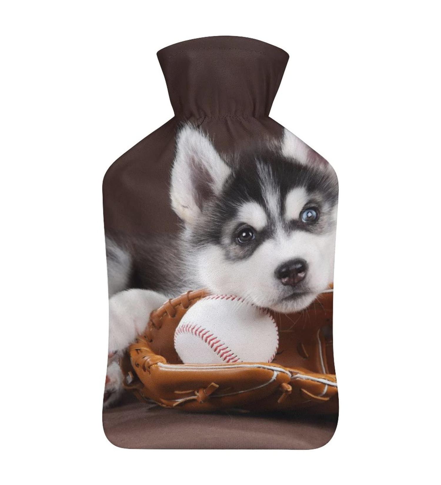 Baseball Husky Hot Water Bottle with Plush Cover - Cozy Hand Warmer for Adults & Kids | 26.5x15.3cm - International Shipping - Buy Online on GoSupps.com
