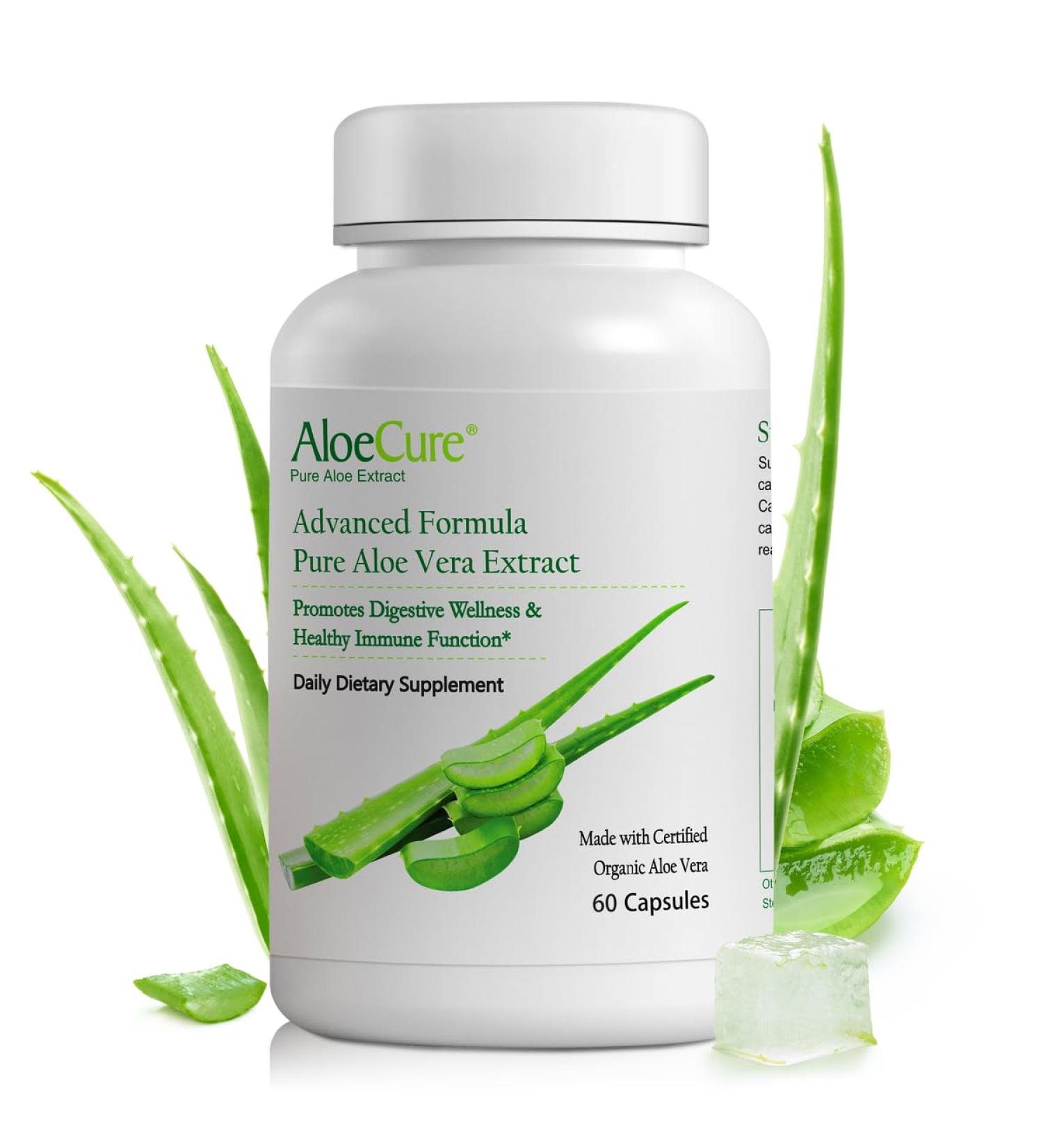 AloeCure Organic Aloe Vera Capsules 130 000mg Inner Aloe Leaf Equivelant per Serving Support Gut Health & Digestive Comfort Stomach Acid Buffer Natural Immune Supplement Aloin Free 60 Capsules - Buy Online on GoSupps.com