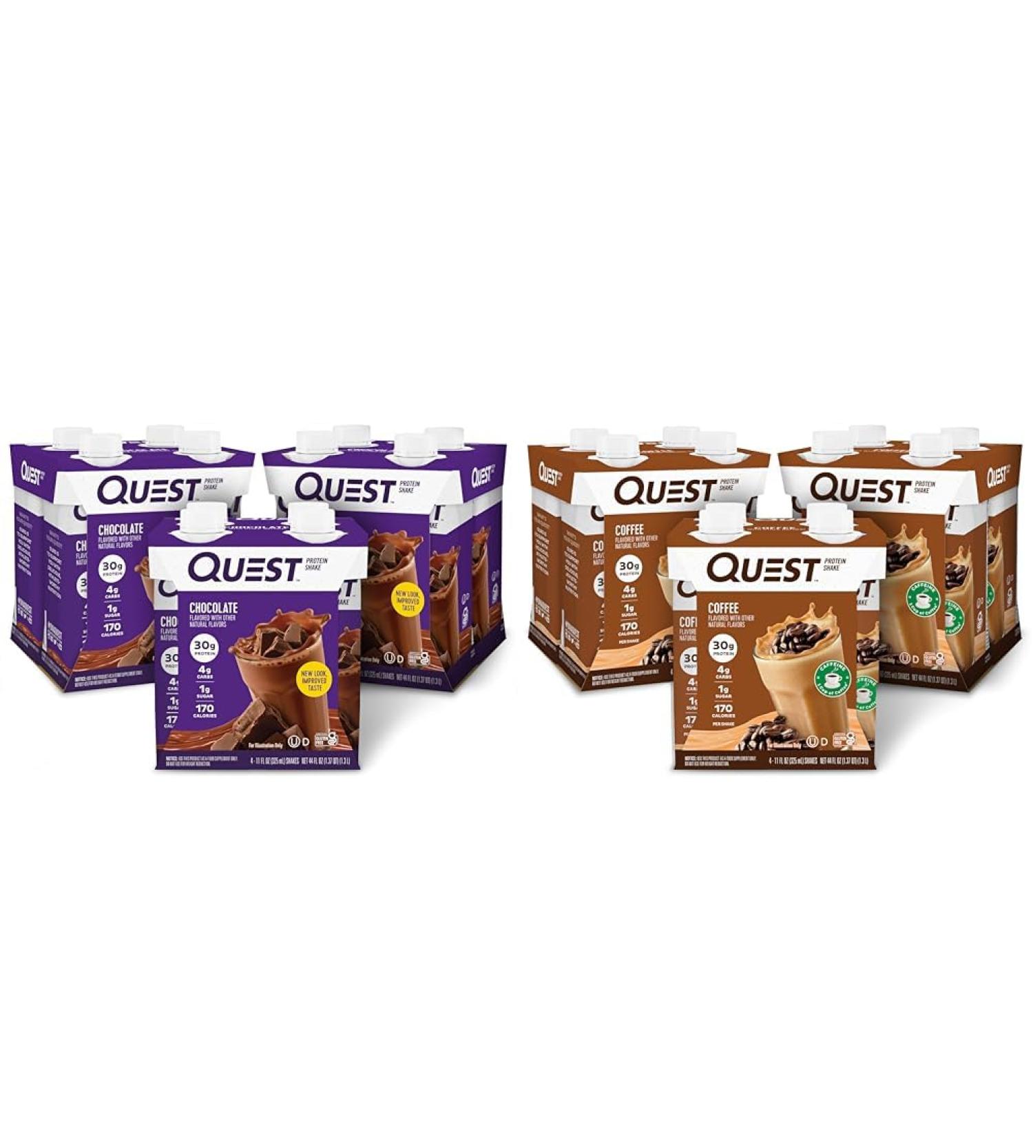 Quest Protein Shake Bundle - Chocolate (Pack of 12) and Coffee (Pack of 12) - Buy Online on GoSupps.com