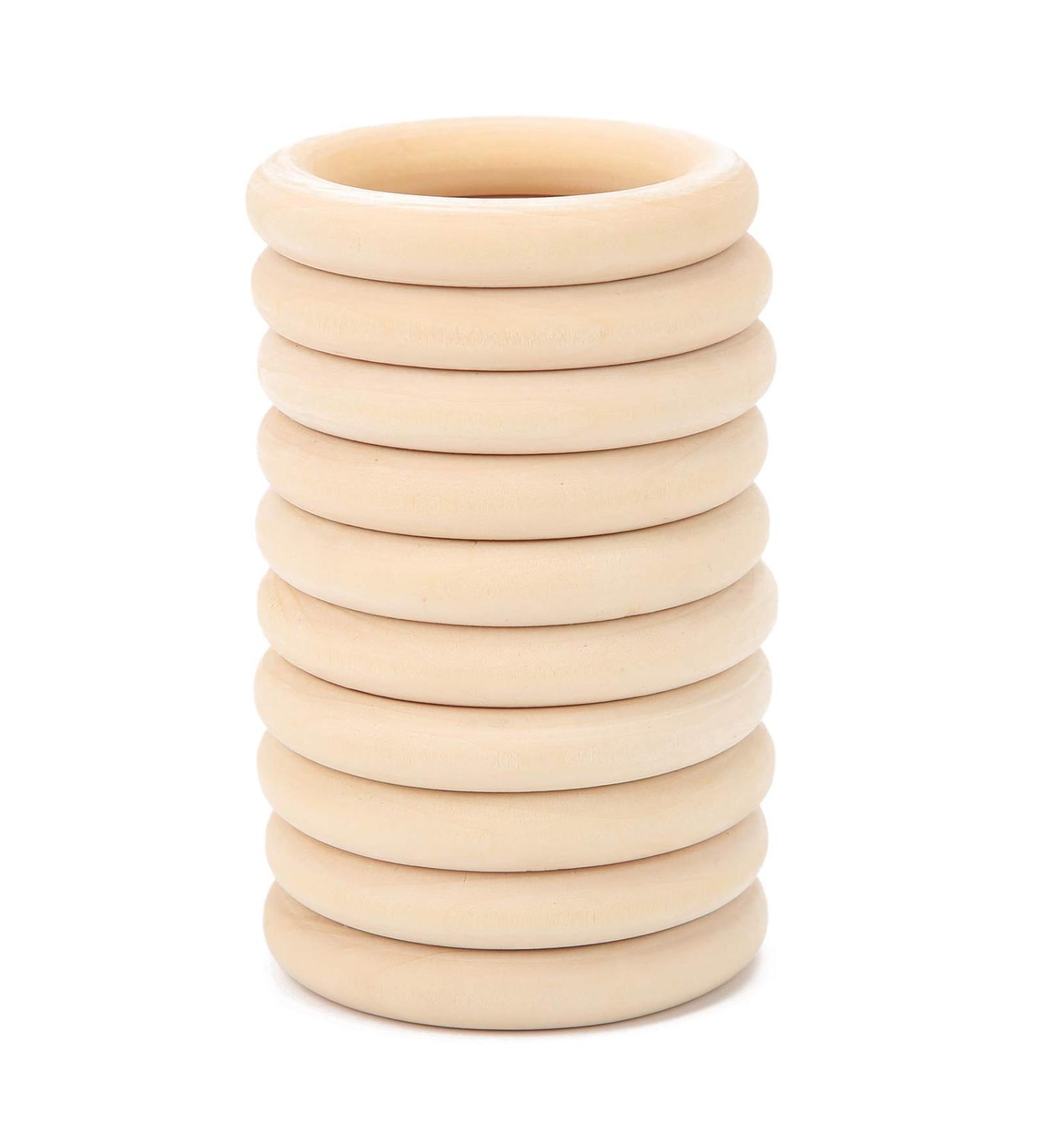 65mm Unfinished Wooden Rings - Natural Baby Teething Circles for Crafts 10 Pack - Buy Online on GoSupps.com
