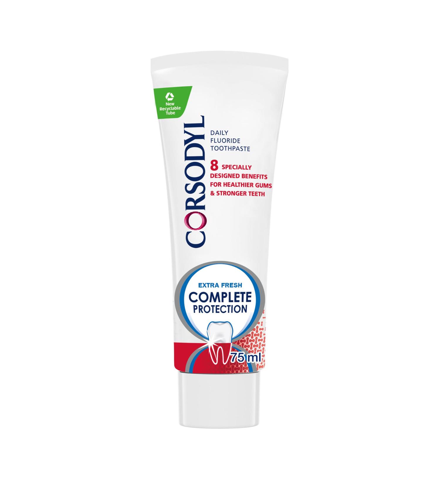  Corsodyl Corsodyl Complete Protection Toothpaste Daily Gum Care Extra Fresh for Healthy Gums and Strong Teeth 75ml - Buy Online on GoSupps.com
