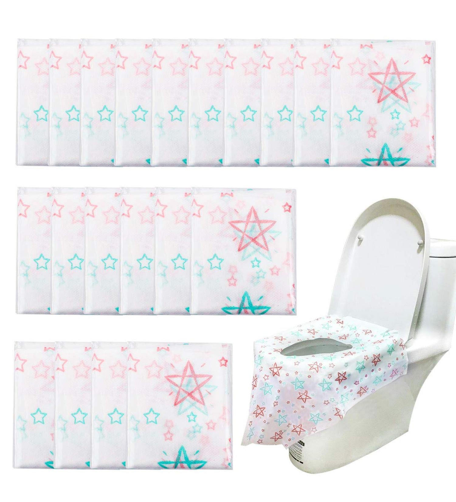 Homgaty 20 Pack Toilet Seat Covers Disposable  Extra Large XL Portable Potty Seat Covers for Kids and Toddler Potty Training or Home Travel Public Toilet Use(with Stick Tape Individually Wrapped) - Buy Online on GoSupps.com