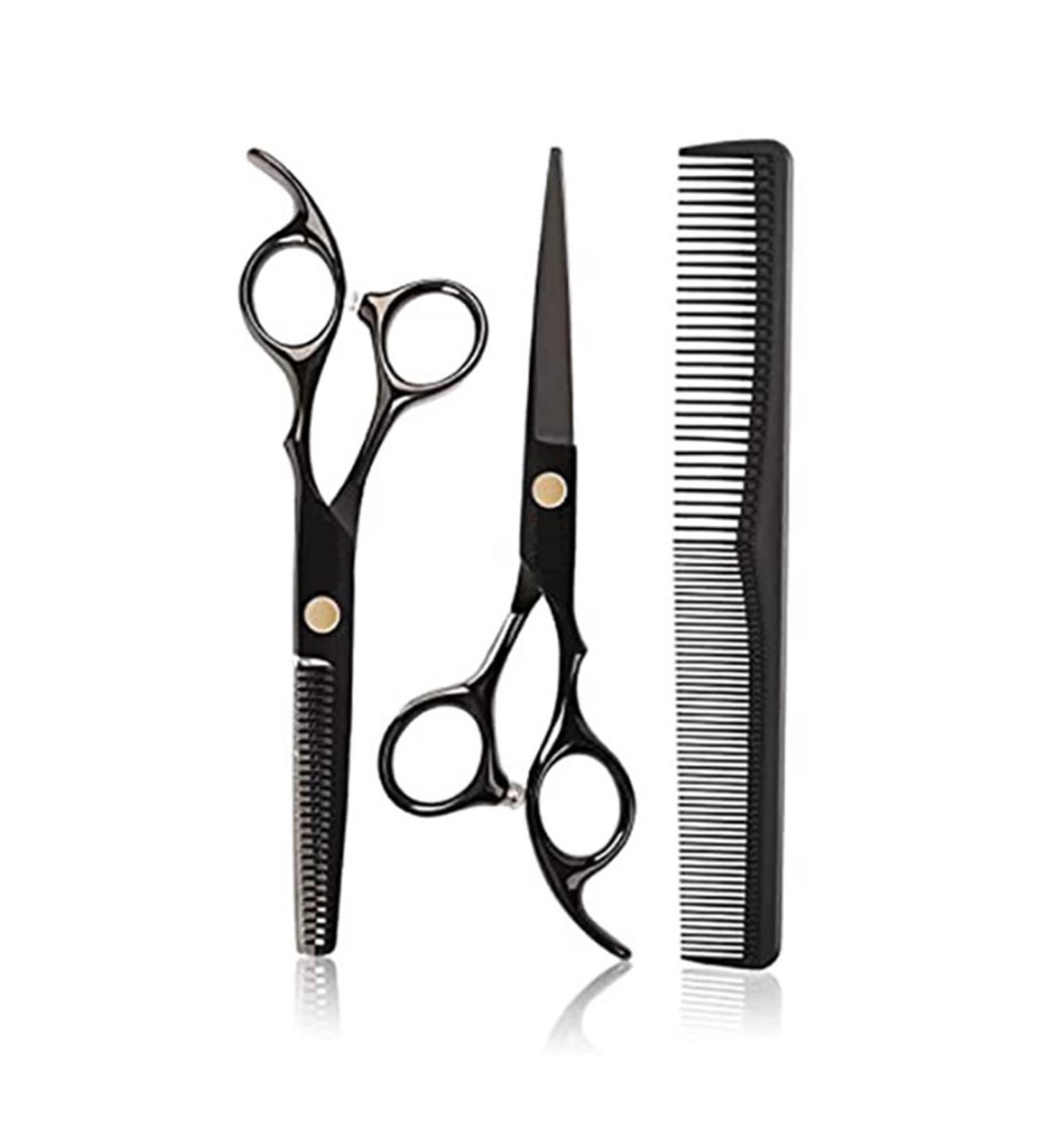 Qukaim Barber Cutting Scissors Kit Hairdressing Shears Set Incisive Stainless Steel Professional Haircut Scissors Kit for Barber Black 6.7in - Buy Online on GoSupps.com