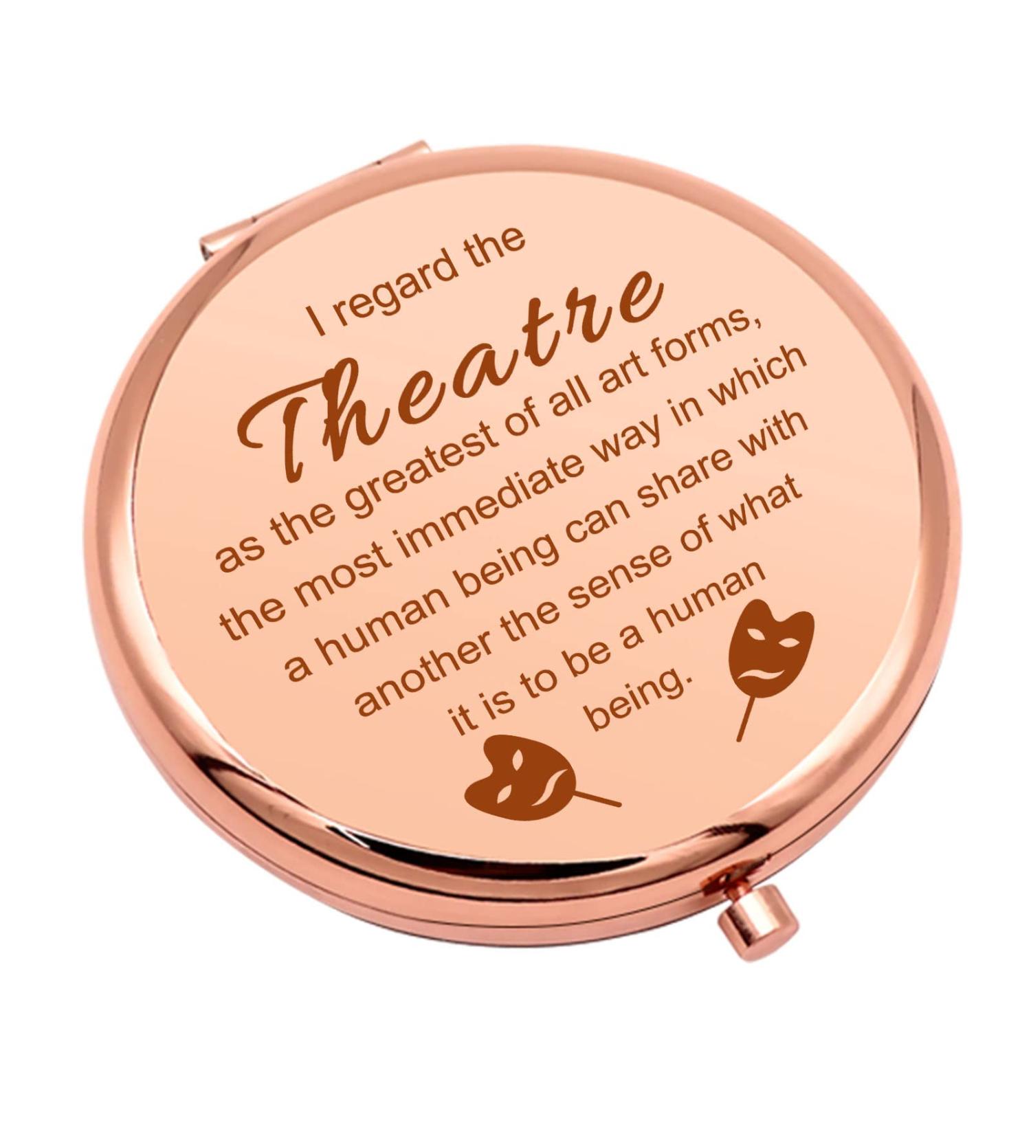 Rose Gold Theater Makeup Mirror: Perfect Gift for Drama Student, Actress - Ideal for Theatre Lovers, Birthday, Graduation - Inspirational Folding Mirror - Buy Online on GoSupps.com