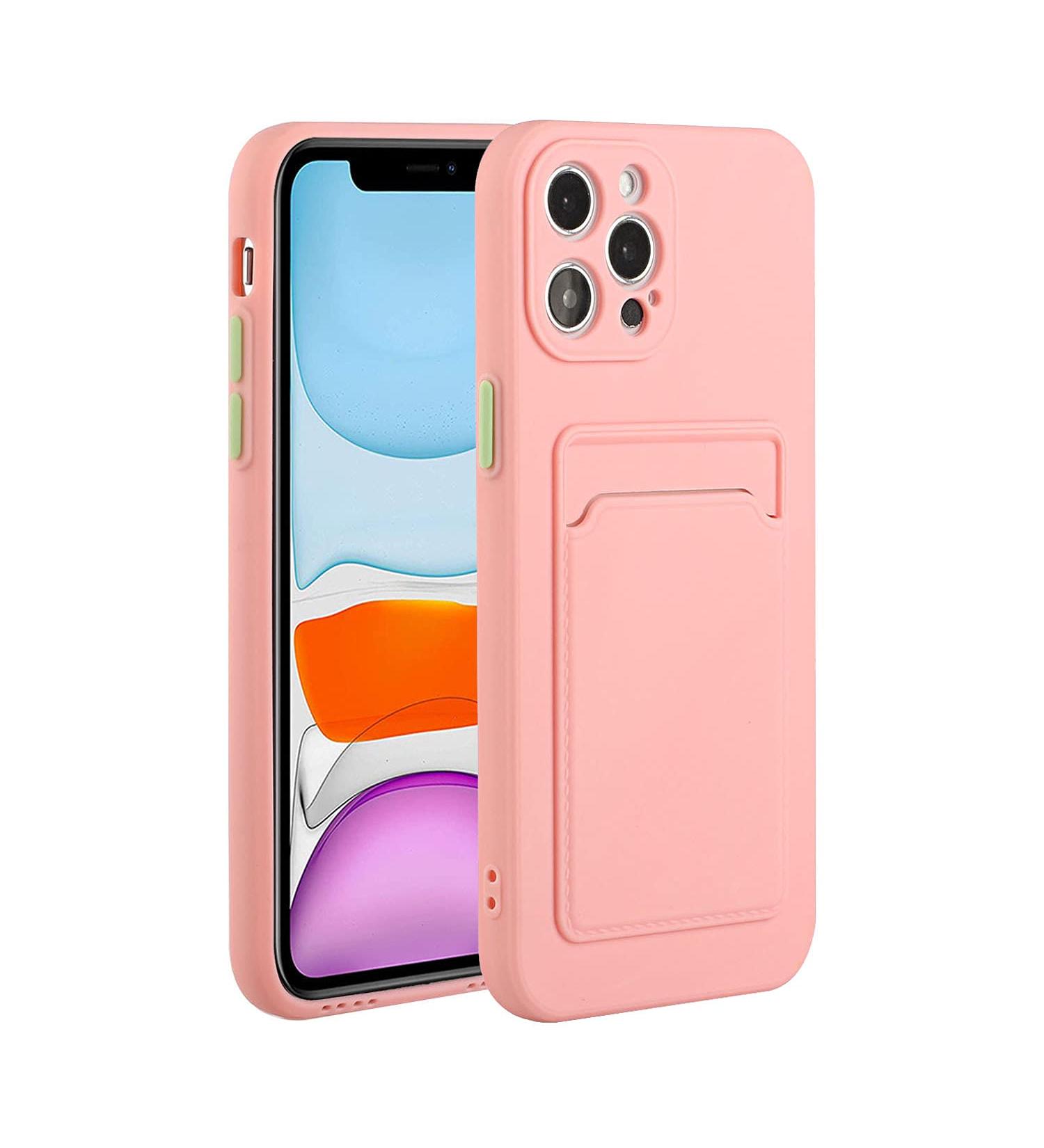 Buy Tivenfezk Nadoli Ultra Thin Silicone Case for iPhone 15 Pro - Shockproof Scratch-Resistant Wallet TPU Cover with Credit Card Holder - Pink - Buy Online on GoSupps.com