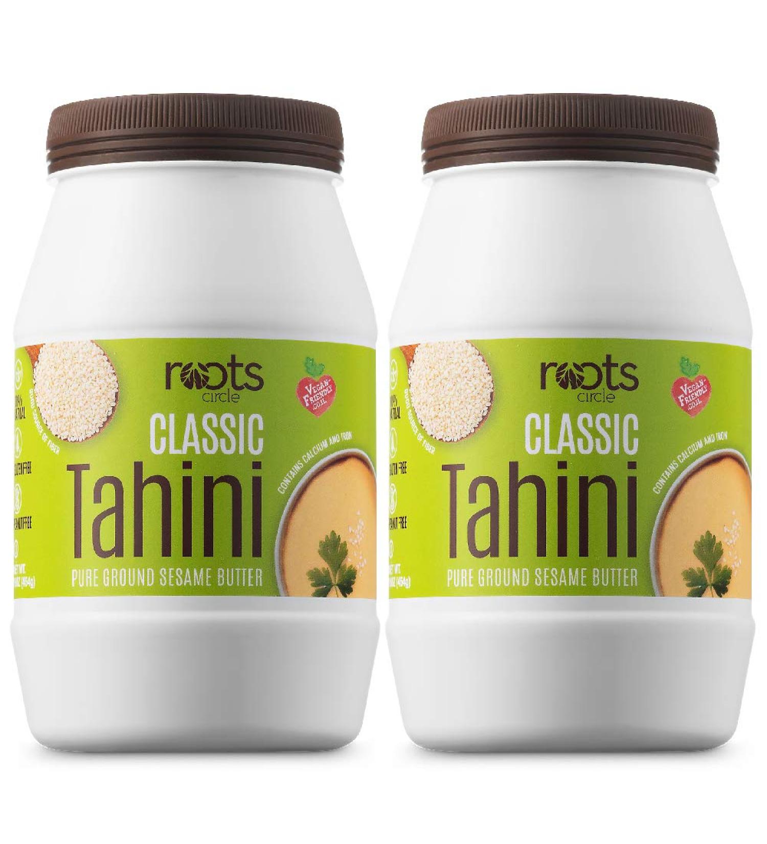 Roots Circle All-Natural Sesame Tahini Paste | 100% Pure Rich & Creamy Ground Sesame Seed Paste for Hummus  Tahini Sauce  Dressing & Dips | Vegan  Kosher | Non-GMO  Gluten & Peanut-Free | 2 Jars 16 Oz 2 Pack - Buy Online on GoSupps.com