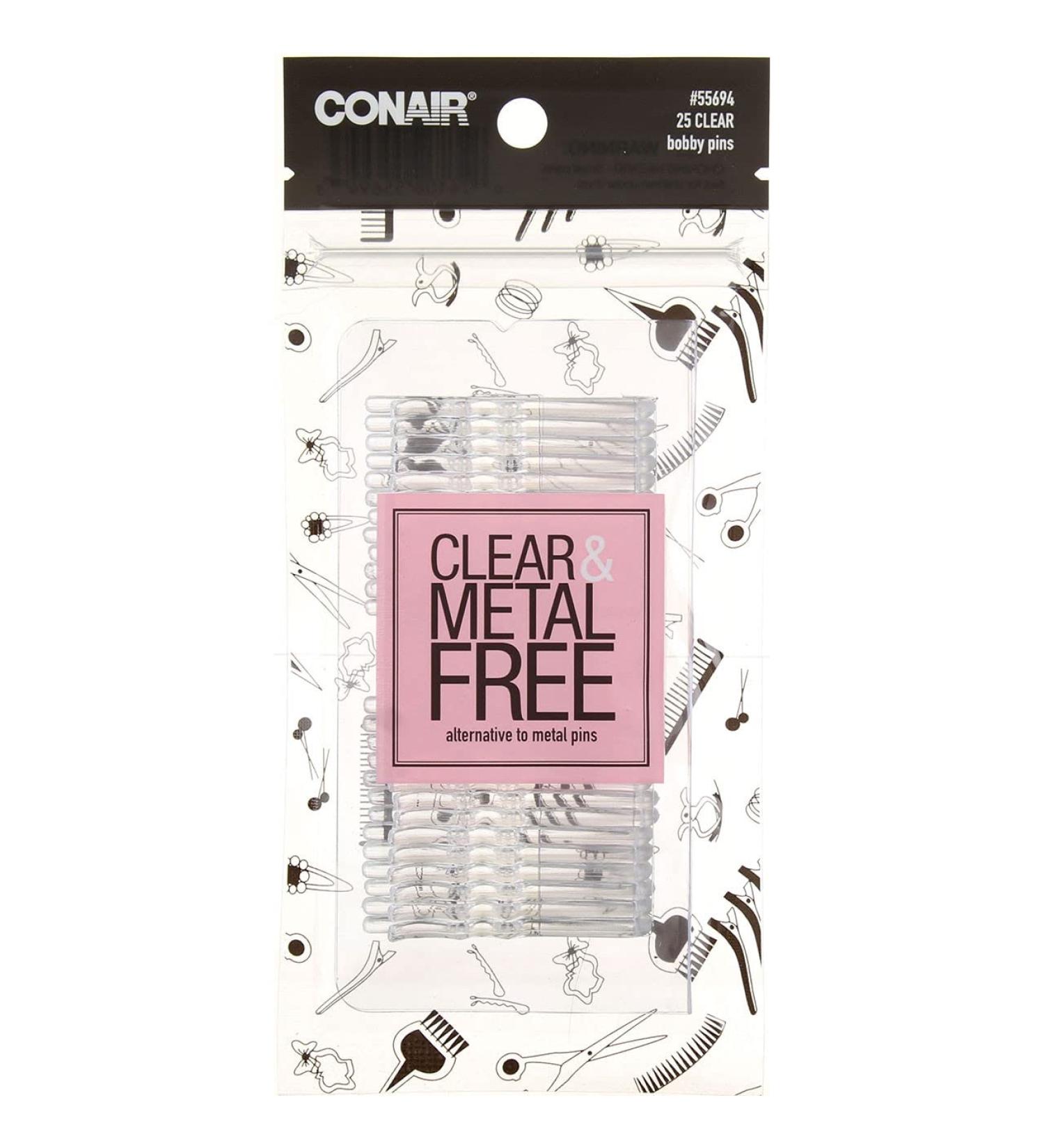 Conair Clear Bobby Pins - Metal-Free Hair Pins 25 Ct - Buy Online on GoSupps.com