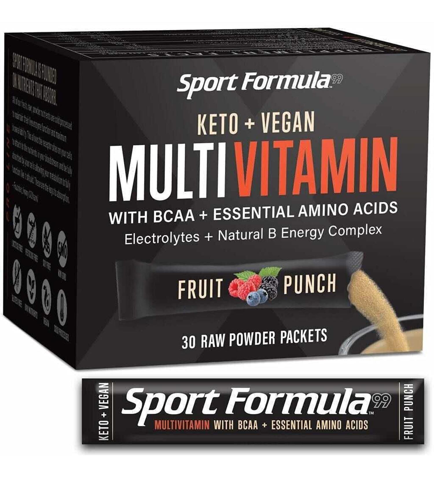 Keto Vegan Multivitamin Powder Drink Mix - Fruit Punch Packet with Amino Acids & Electrolytes 5.29 oz - Daily Keto MultiVitamin for Men and Women - Buy Online on GoSupps.com