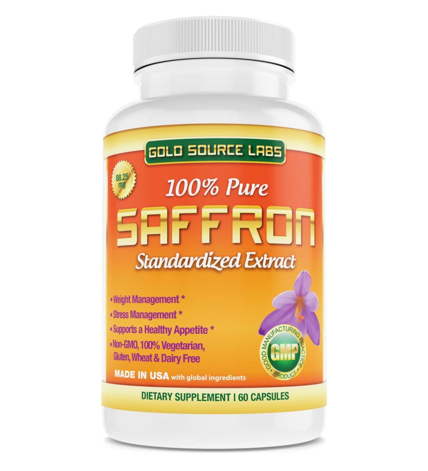 Saffron Extract Supplement - 88.25mg Capsules with .3% Safranal Extract & Saffron Powder - 60 Vegetarian Pills for Weight Loss & Eye Health - Buy Online on GoSupps.com