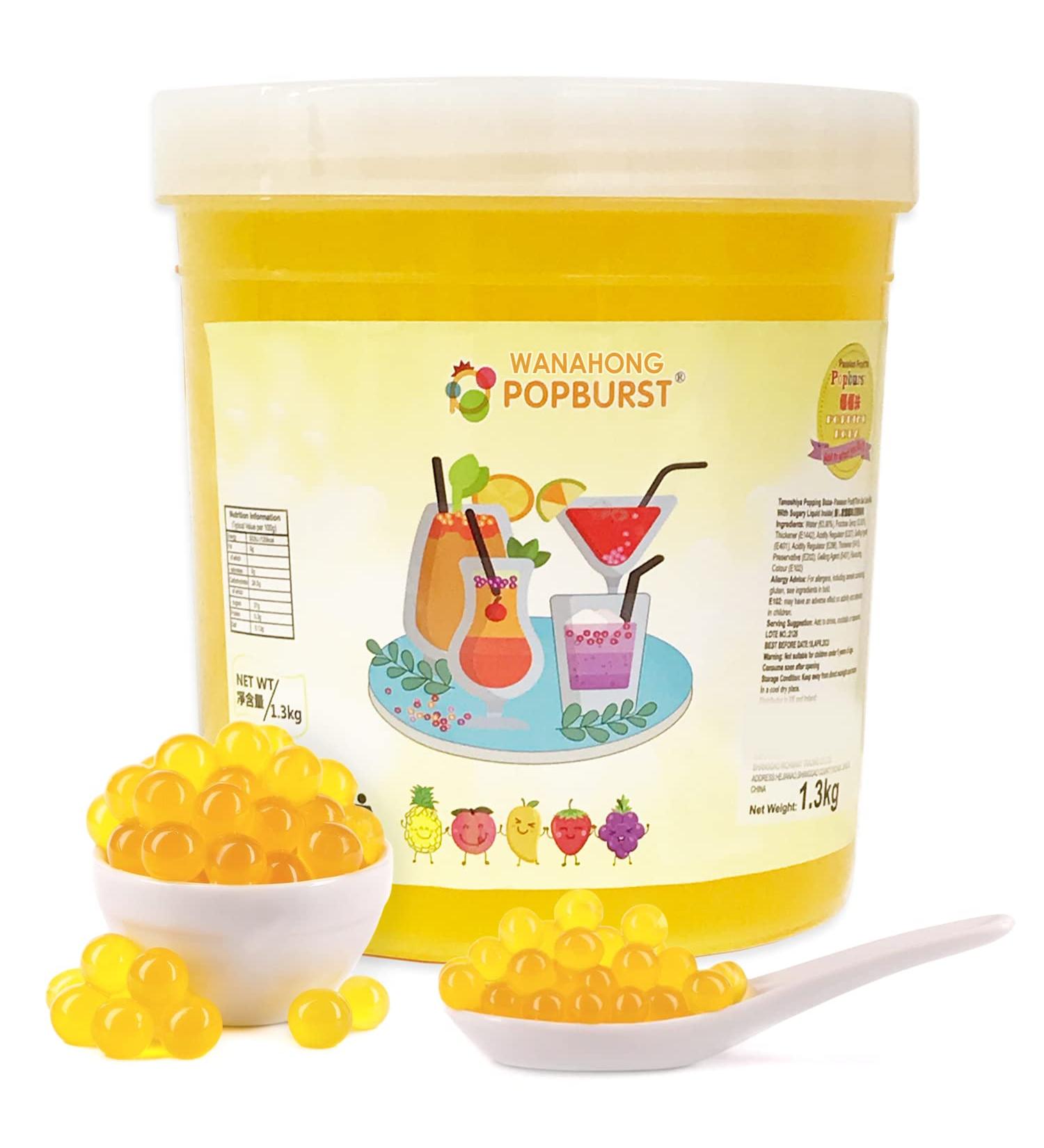 WaNaHong Popping Boba 1.3 KG - Passion Fruit Flavor for Prosecco and Cocktails | Dessert Toppings - Buy Online on GoSupps.com