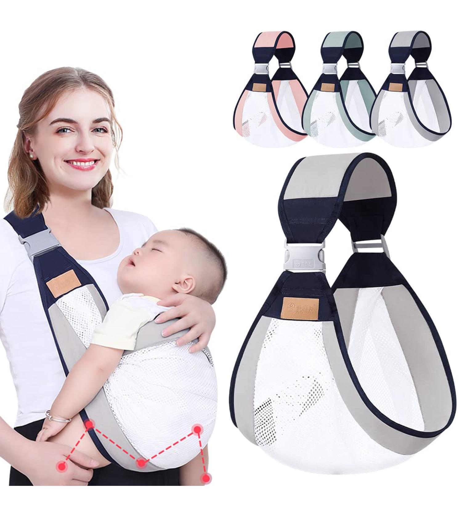 HINATAA Breathable Baby Sling | Adjustable Baby Carrier Wrap with Quick Dry Thick Shoulder Straps for 0-36 Months Baby - Grey b - Buy Online on GoSupps.com