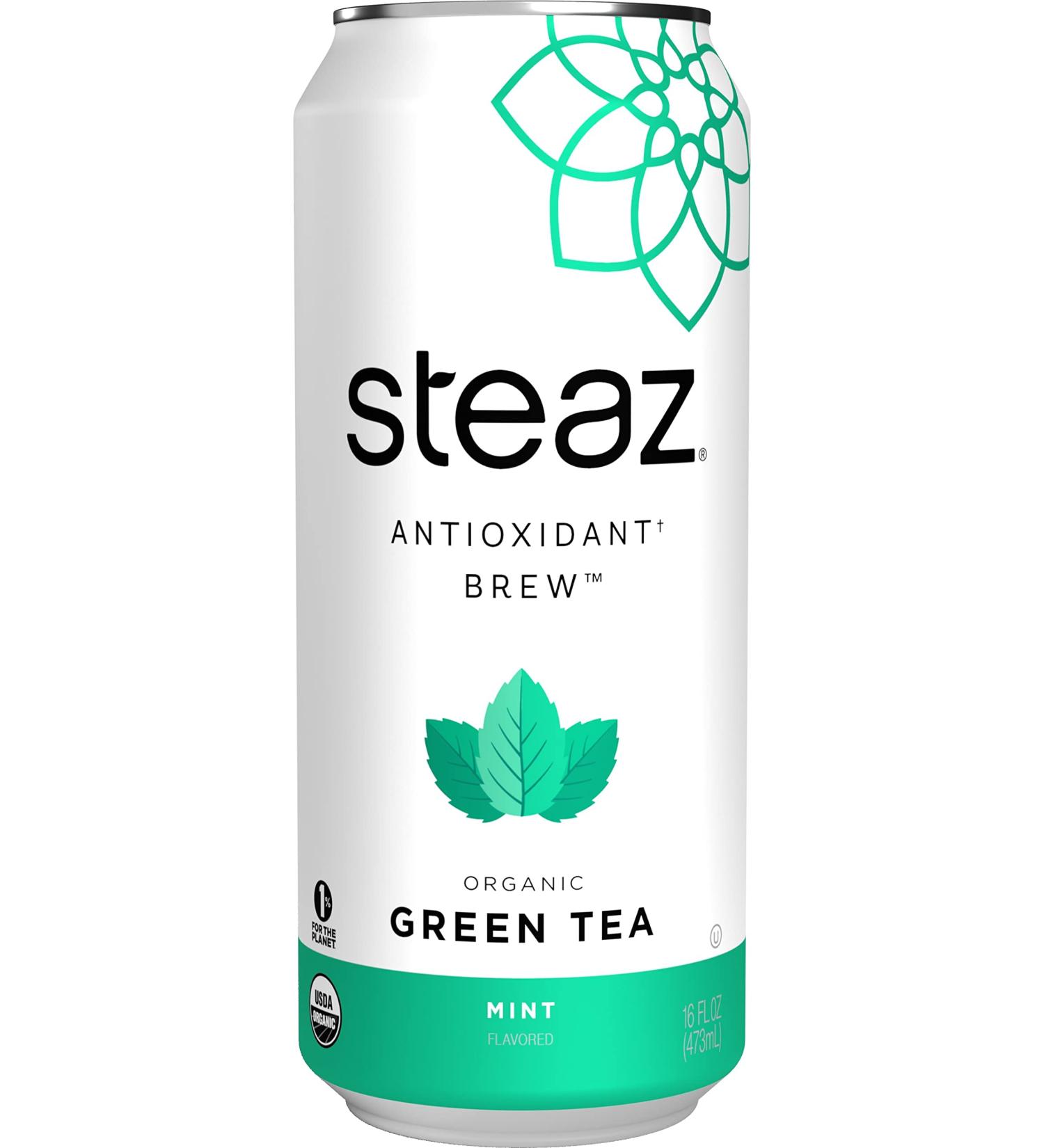 Steaz Organic Sweetened Iced Green Tea - Mint, Antioxidant Brew - 16 OZ (Pack of 12) - Buy Online on GoSupps.com