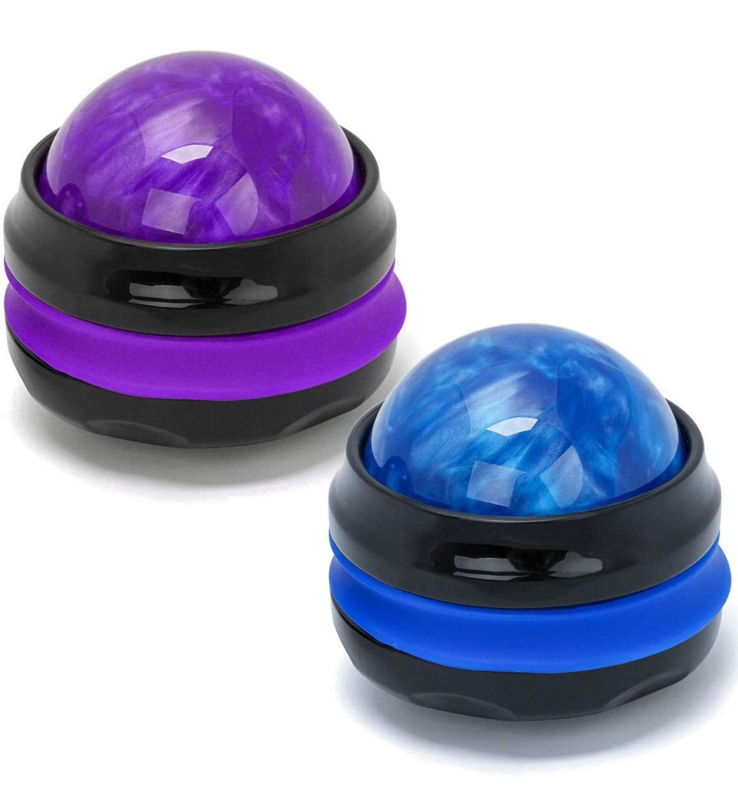 2-Pack Coolrunner Massage Ball Manual Roller Massager - Handheld Self Massage Therapy for Full Body Relief - Sore Muscles, Shoulders, Neck, Arms, Legs, Back, and Foot (Blue&Purple) - Buy Online on GoSupps.com