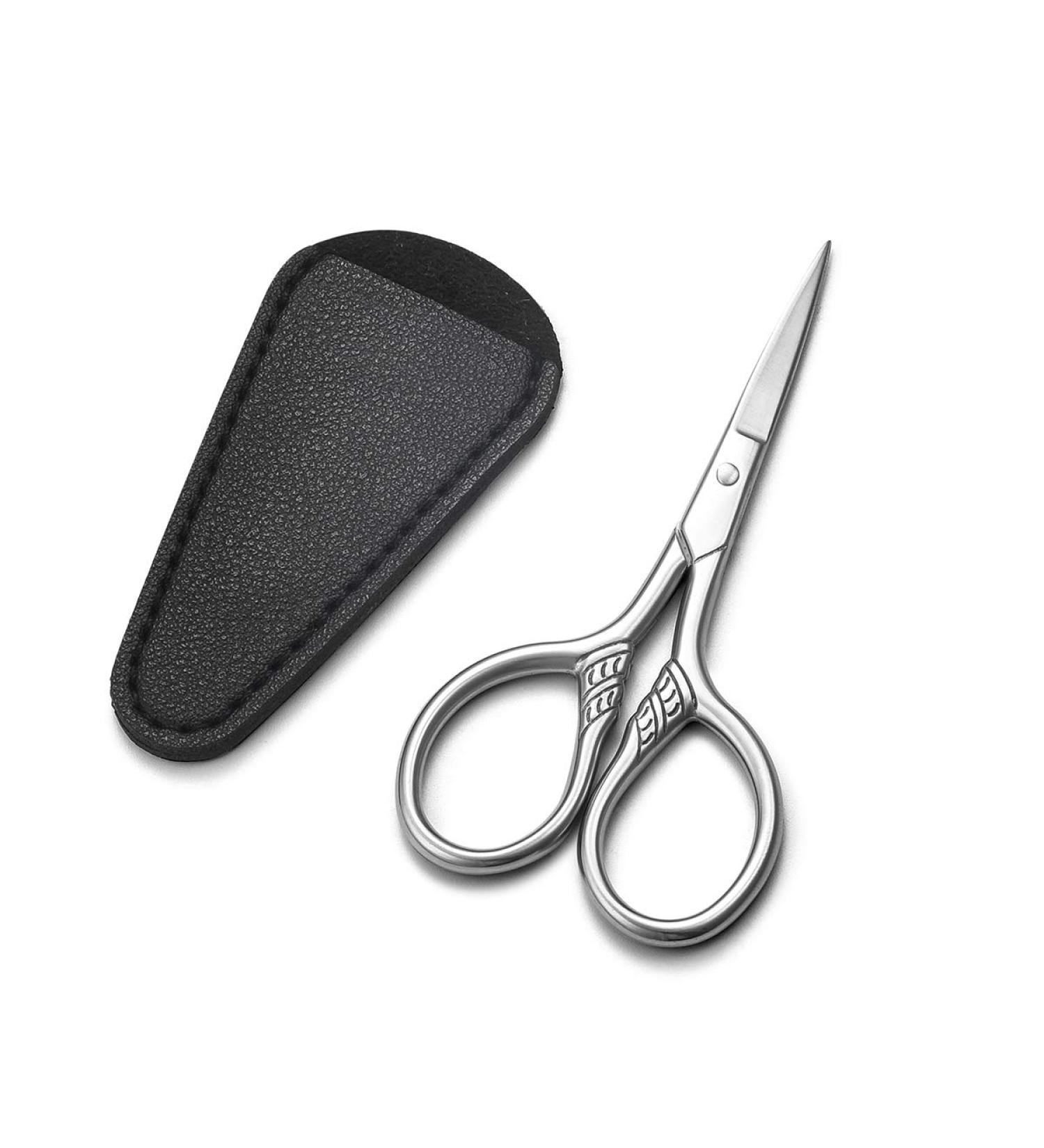 HITOPTY Small Precision Scissors 3.5inch Stainless Steel Grooming Kit for Facial Hair, Eyebrow, and Beard - Vintage Beauty Tool with PU Sheath - Buy Online on GoSupps.com