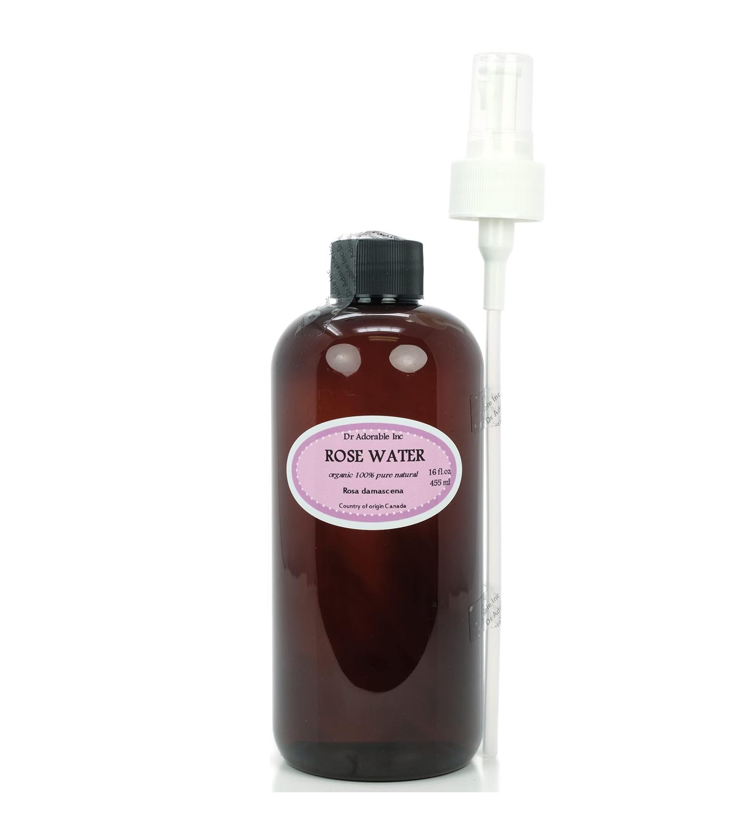 16 oz Organic Rose Water Spray - 100% Natural Alcohol-Free Face Toner & Cleanser | Bulgarian Rose Hydrosol for Face & Hair by Dr Adorable - Buy Online on GoSupps.com