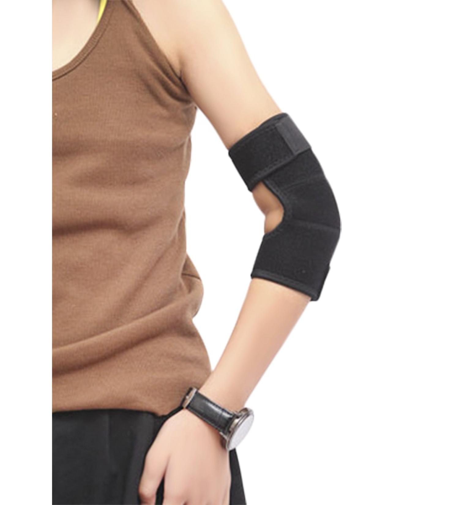 Adjustable Neoprene Elbow Braces for Kids - Breathable Support Pads for Sports Dance & Outdoor Activities - Solid Black - Buy Online on GoSupps.com