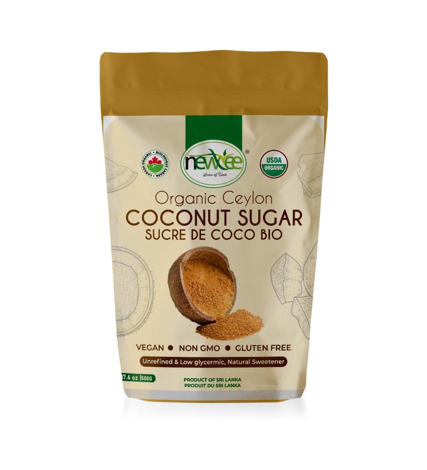 Newtree Organic Ceylon Vegan Coconut Sugar | 500gm | 1.1 LB | - Unrefined & Low glycermic Natural sweetener