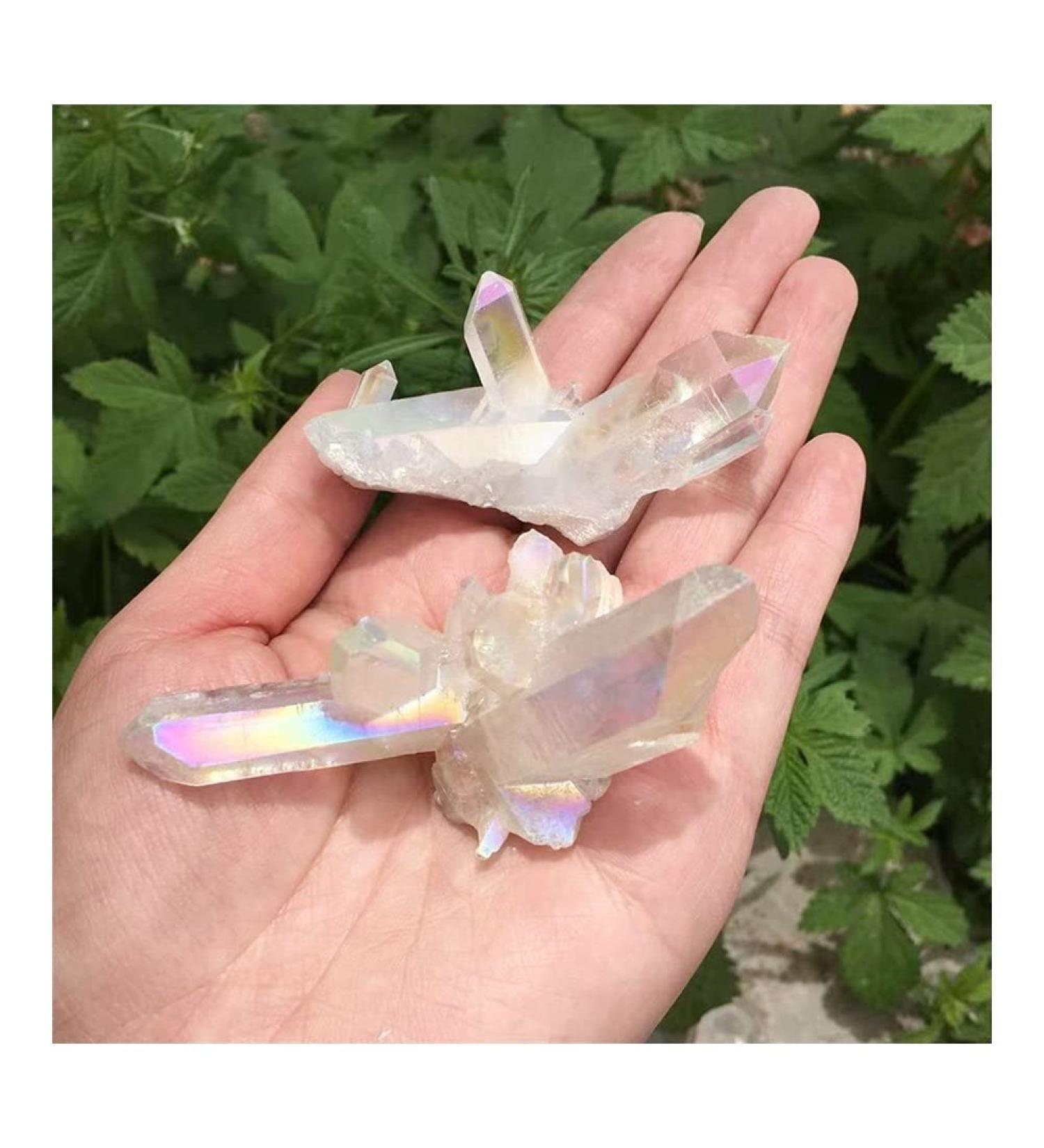 Home Decor 40-50g Natural Crystal Quartz Cluster Colourful Specimen Electroplating Coated Stone Home Decoration Craft Soothing Crystal Household Crystal Cluster