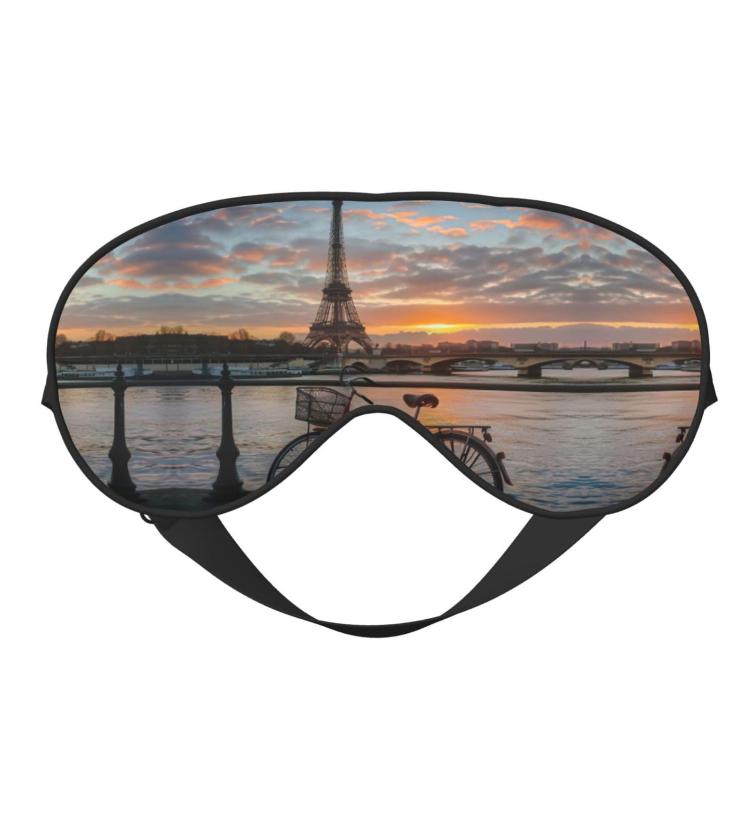 Eiffel Tower Bike Sleep Mask - Adjustable Breathable Eye Mask for Ultimate Comfort - Fashionable Travel Accessory - Buy Online on GoSupps.com