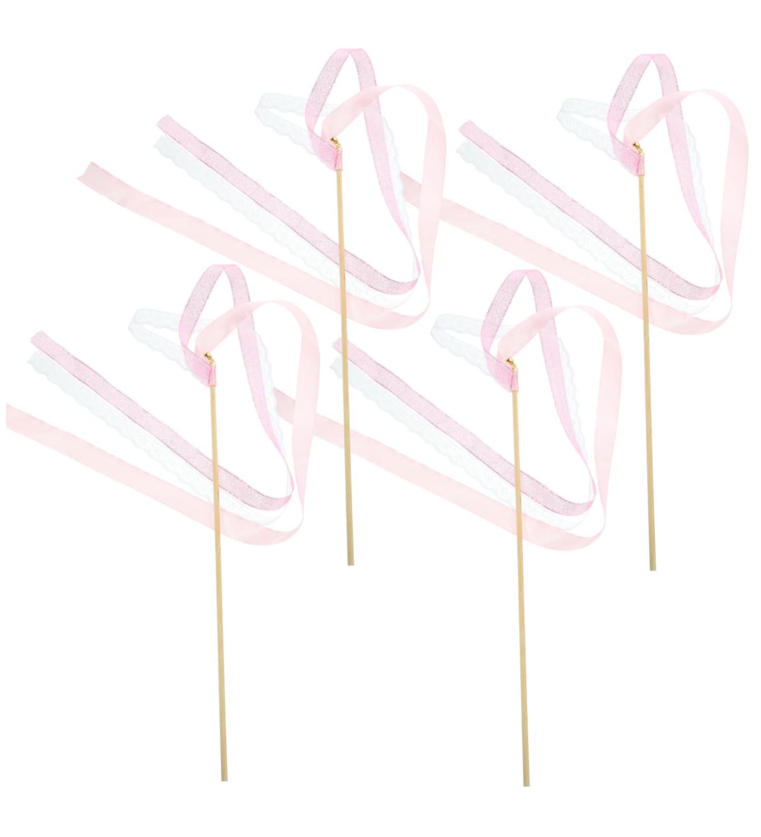 30pcs Heart-Shaped Pink Glitter Wedding Ribbon Sticks | Fairy Wands & Cosplay Decorations - Perfect for Events & Parties - Buy Online on GoSupps.com