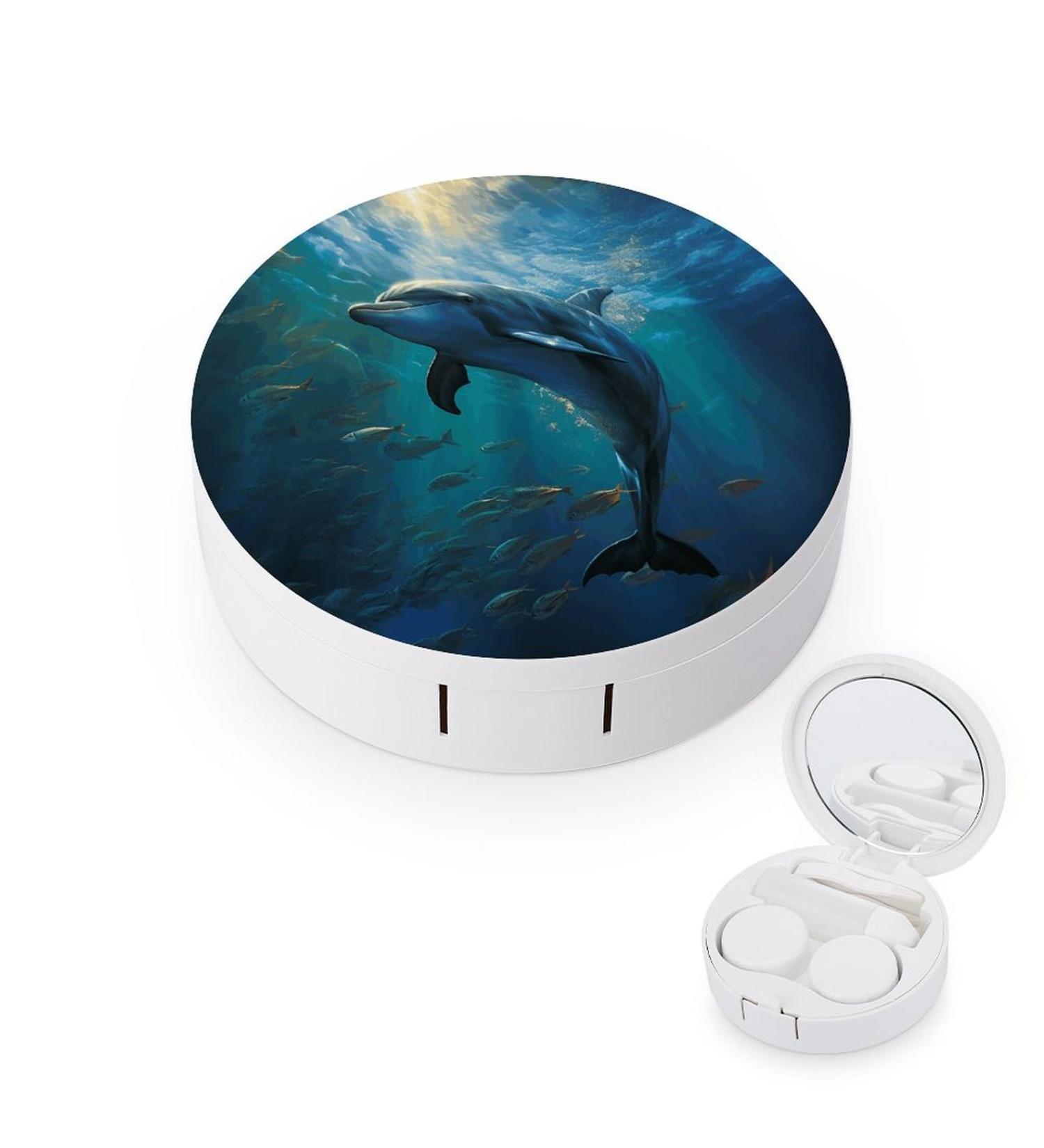 Stylish Dolphin Ocean Print Contact Lens Case | Portable Lens Care Box for Travel - Buy Online on GoSupps.com