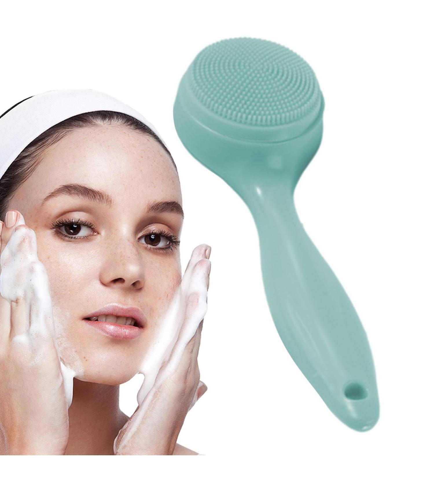 Fovolat Silicone Facial Cleansing Brush Face Brush Cleanser Multifunctional Soft Lightweight Waterproof Manual Handled Silicone Face Scrubber For Cleaning Massaging Army Green - Buy Online on GoSupps.com
