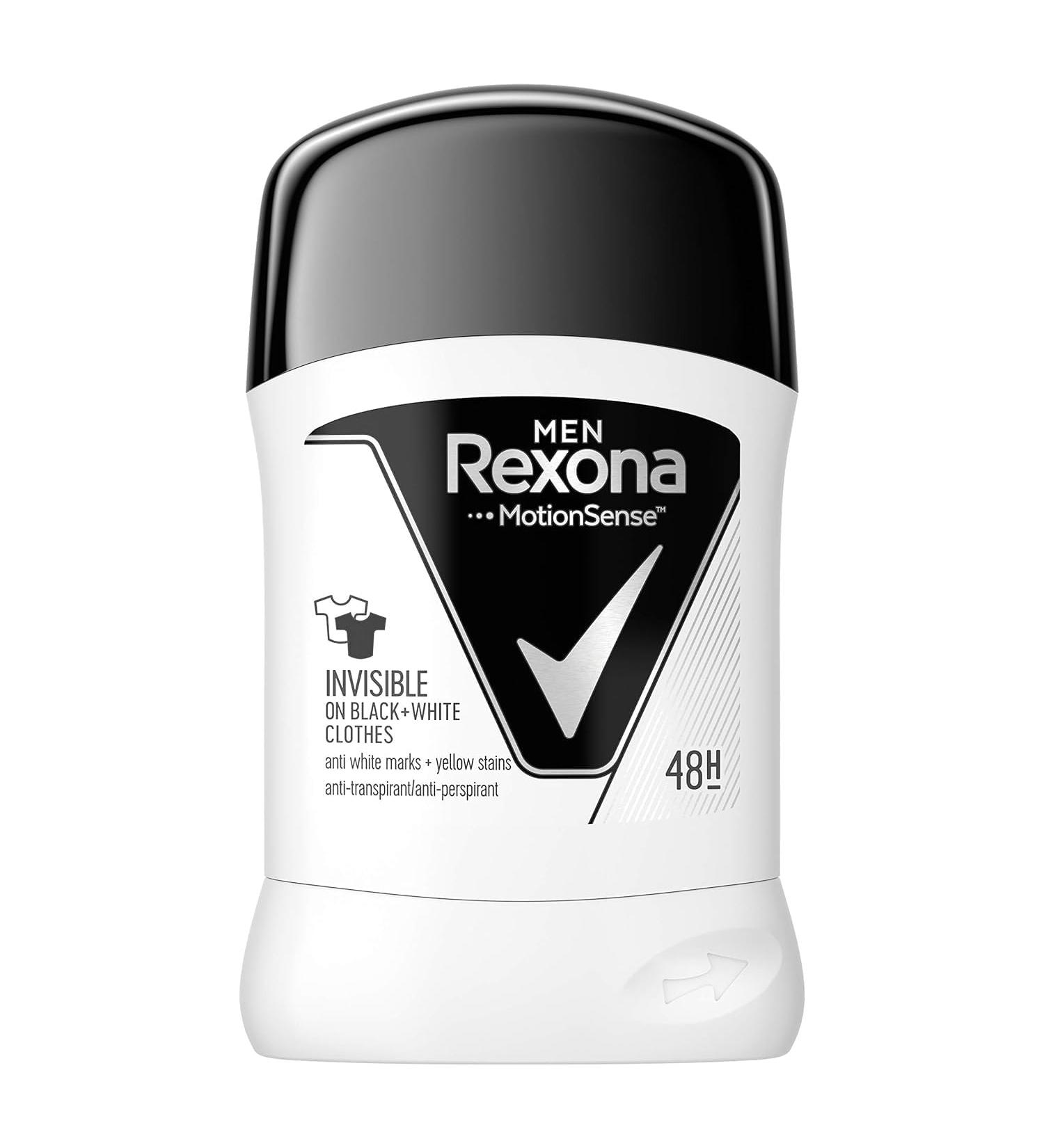 REXONA MEN Invisible on Black & White Clothes Anti-transpirant Stick pour Homme 50 ml