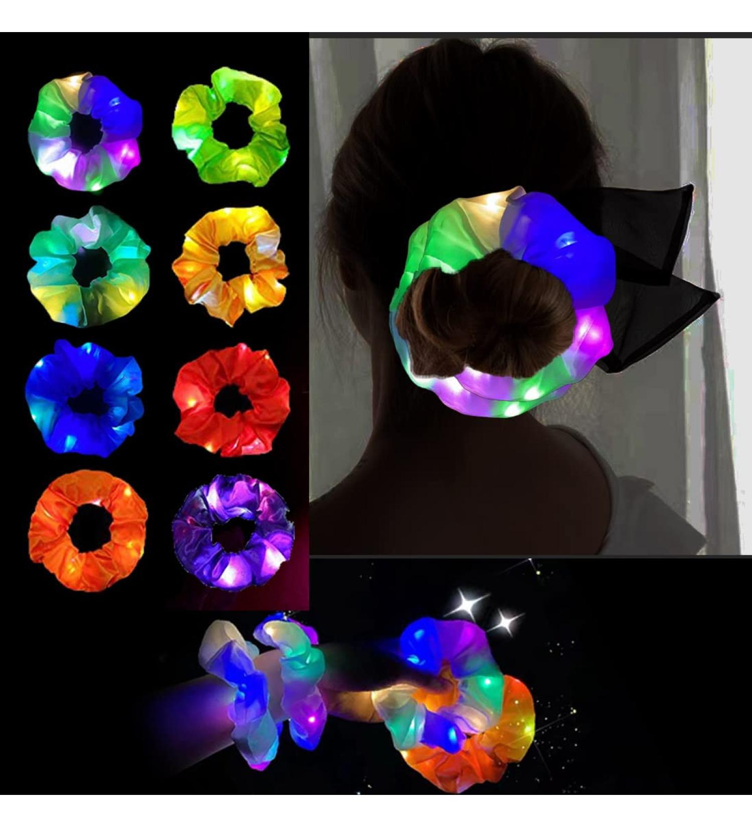 Handland 12 Pcs LED Hair Scrunchies - Light Up Hair Ties with 3 Light Modes - Luminous Elastic Glowing Hair Accessories for Women and Girls - Buy Online on GoSupps.com