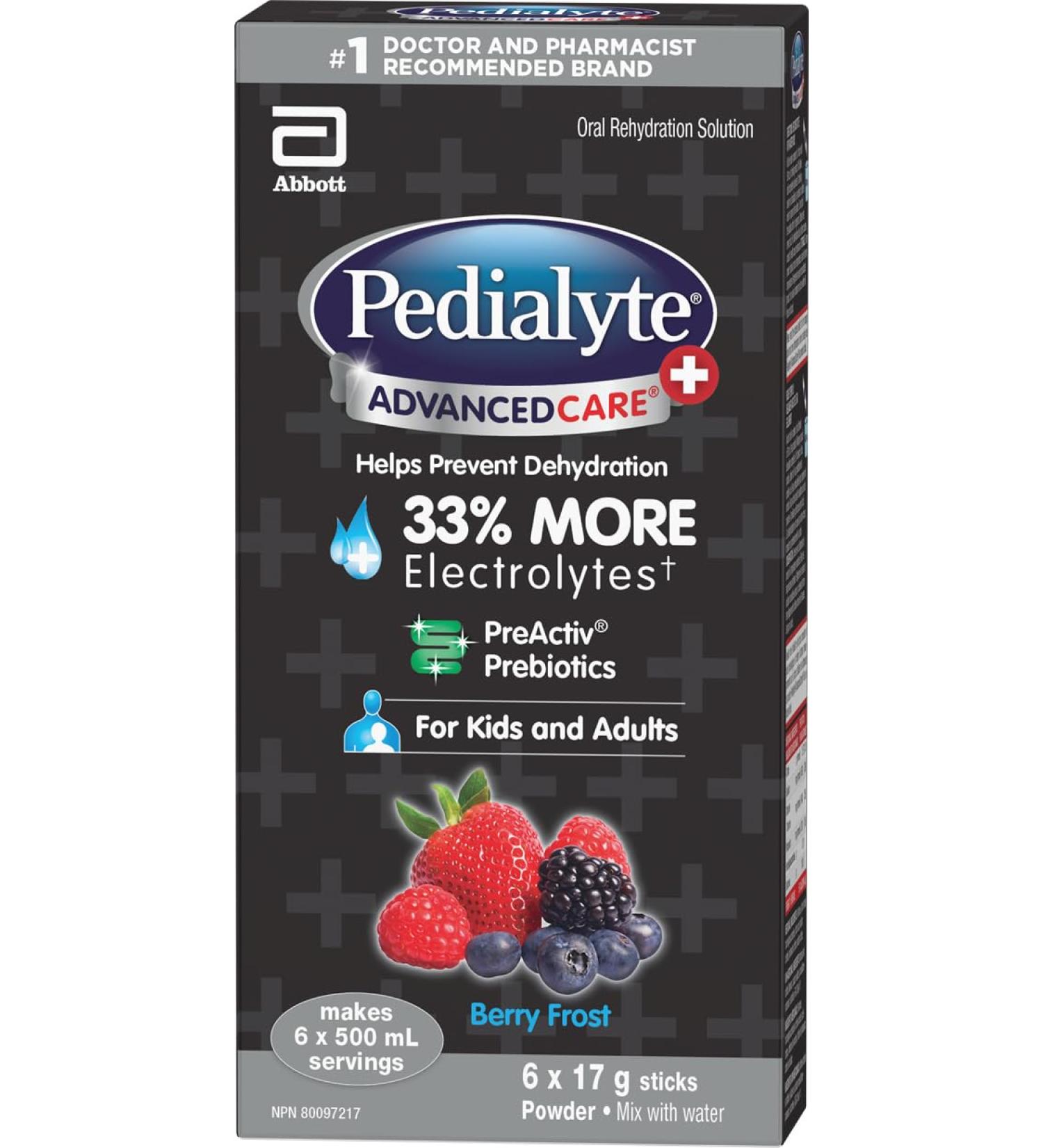 Pedialyte AdvancedCare Plus Electrolyte Powder Sticks Value Pack Electrolytes For Dehydration Electrolyte Powder Packets Berry Frost 6x17g Berry Frost Nutritional Supplement - Buy Online on GoSupps.com