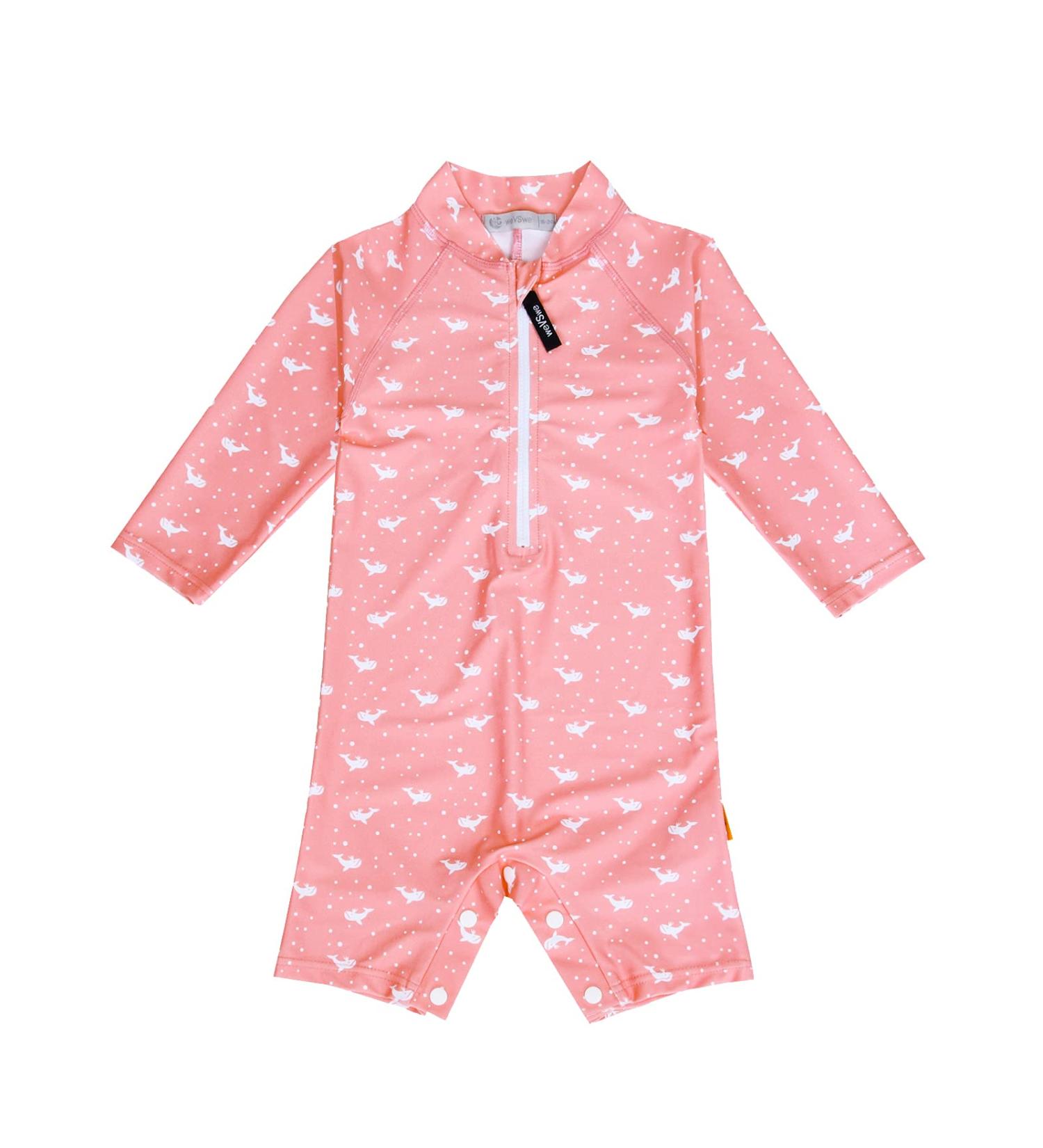 weVSwe Baby Boy Swimsuit UPF 50+ Sun Protection Rash Guard | Pink Whale Short | 0-3 Years - Buy Online on GoSupps.com