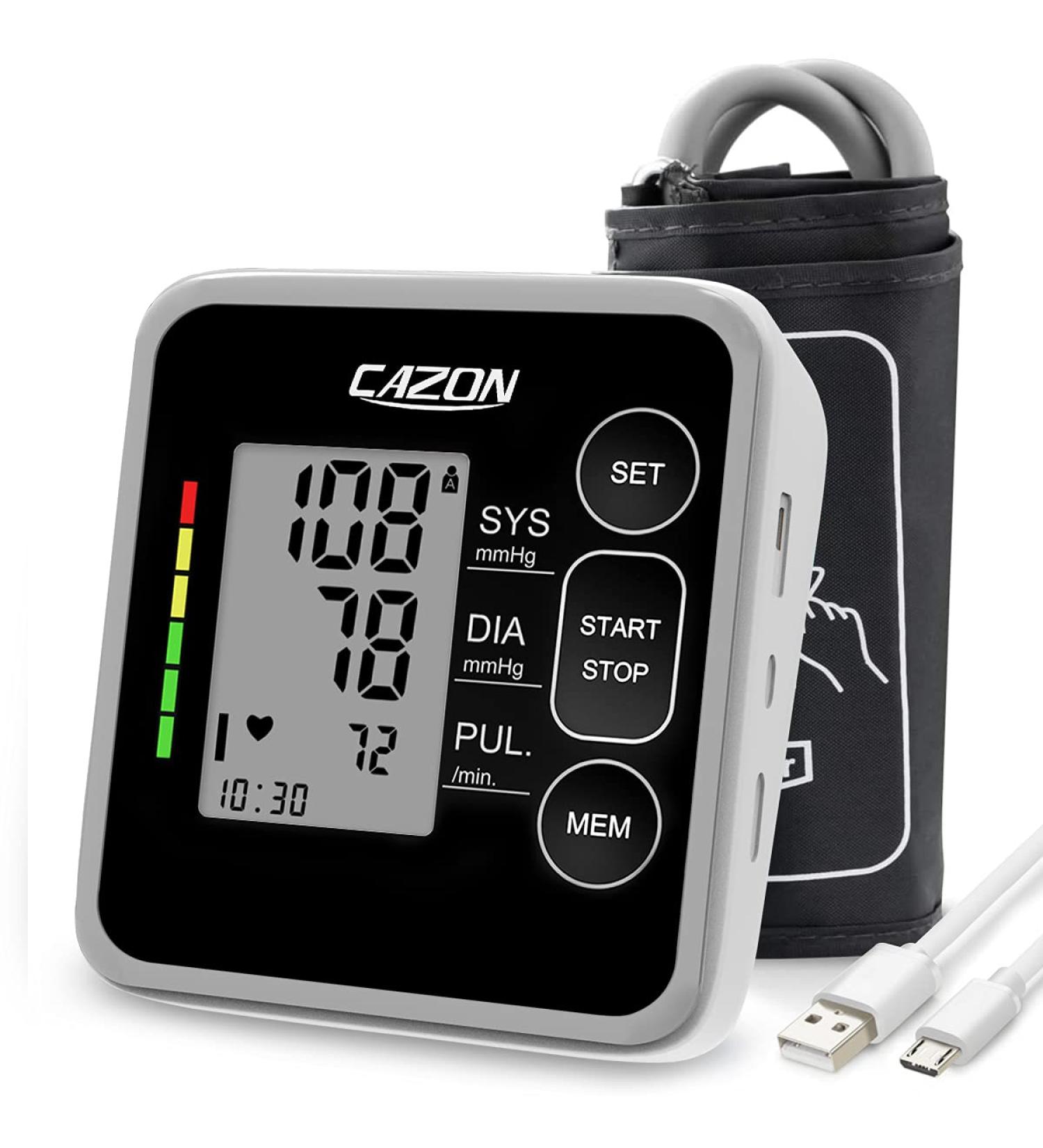 CAZON Upper Arm Blood Pressure Monitor with Pulse Rate Monitoring - Wide-Range Cuff 8.7-15.7 - 2x120 Memory - Home BP Monitor (Black) - Buy Online on GoSupps.com
