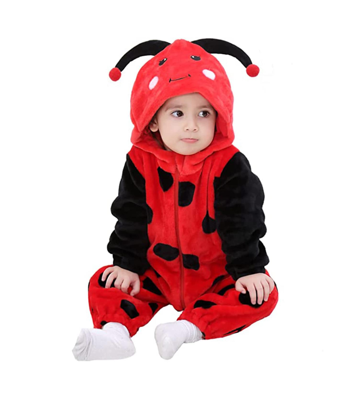 Doladola Unisex Baby Hooded Ladybug Romper - 12-18 Months | Toddler's Jumpsuit & Pajama Outfit - Buy Online on GoSupps.com