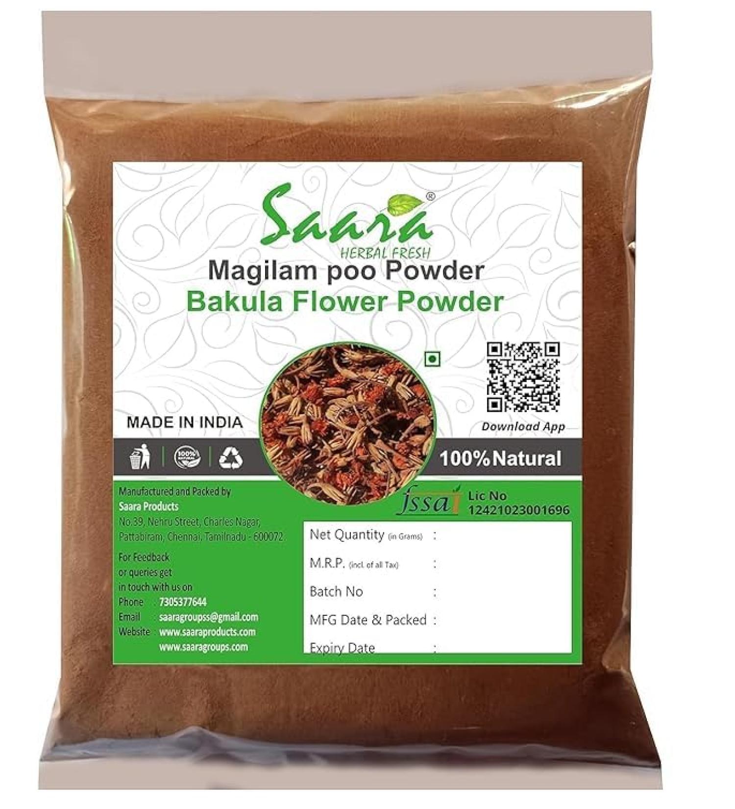 MagilamPoo Flower Powder Spanish cherry Flower Powder Mimusops Elengi Maulsari Flower Ilanji Flower Powder Pack of 1 100GM - Buy Online on GoSupps.com