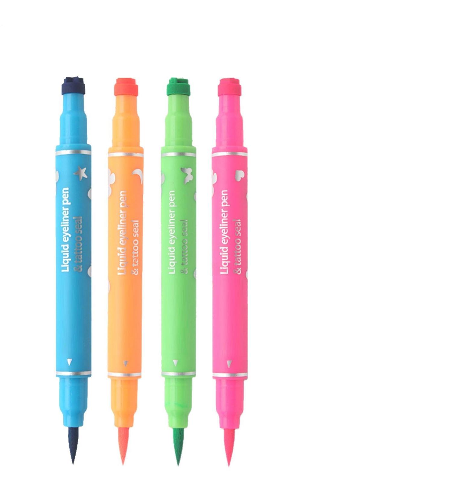 Eye Makeup Pen Dual Head Stamp 4 Colors Anti-Smudge | Eyeliner Pen | Long-Lasting Eyeliner for Eye Makeup Cosmetic Gift for Girlfriend Sister - Buy Online on GoSupps.com
