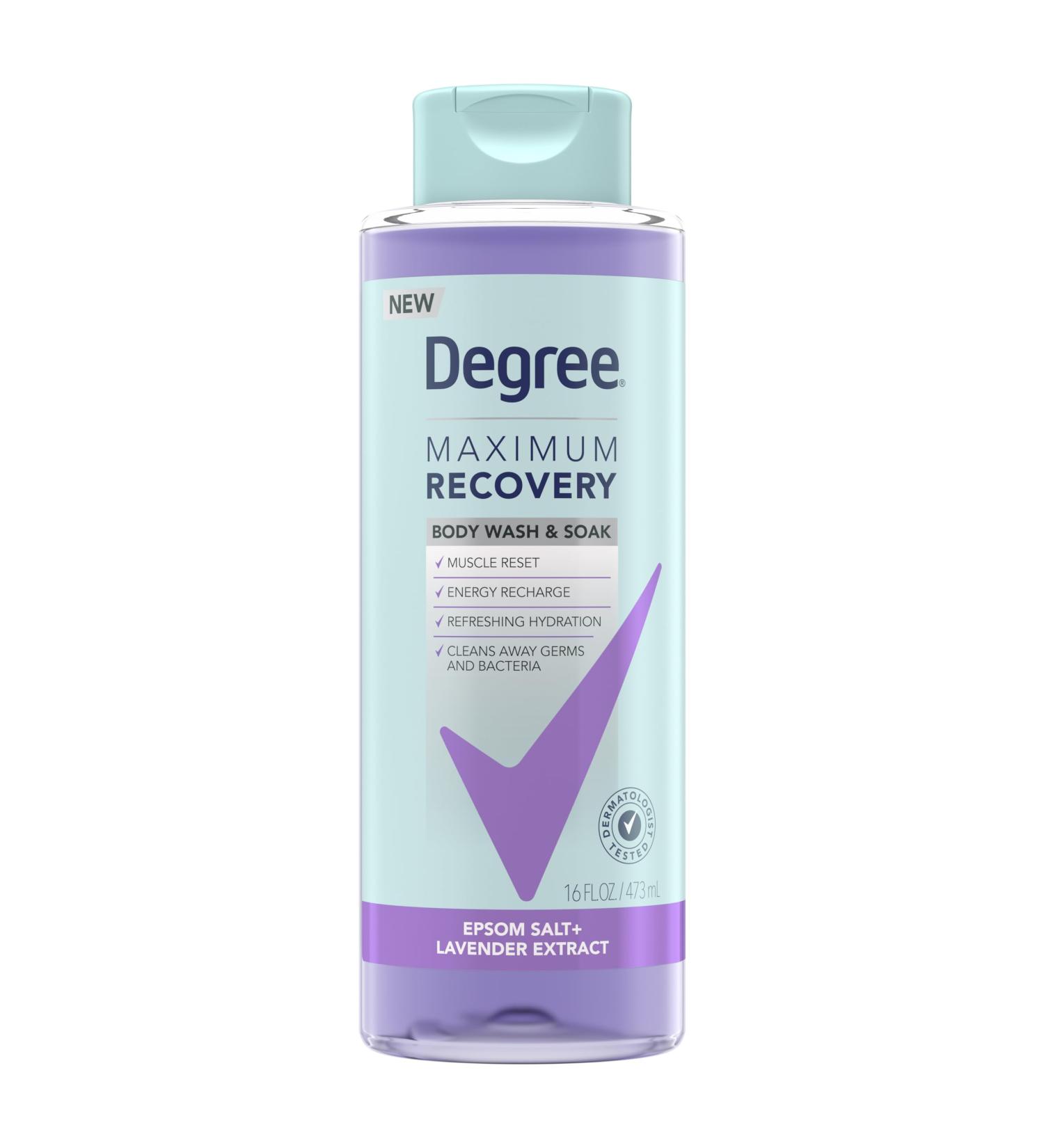 Degree Maximum Recovery Body Wash & Bath Soak with Lavender Extract - 16 oz | International Shipping Available - Buy Online on GoSupps.com