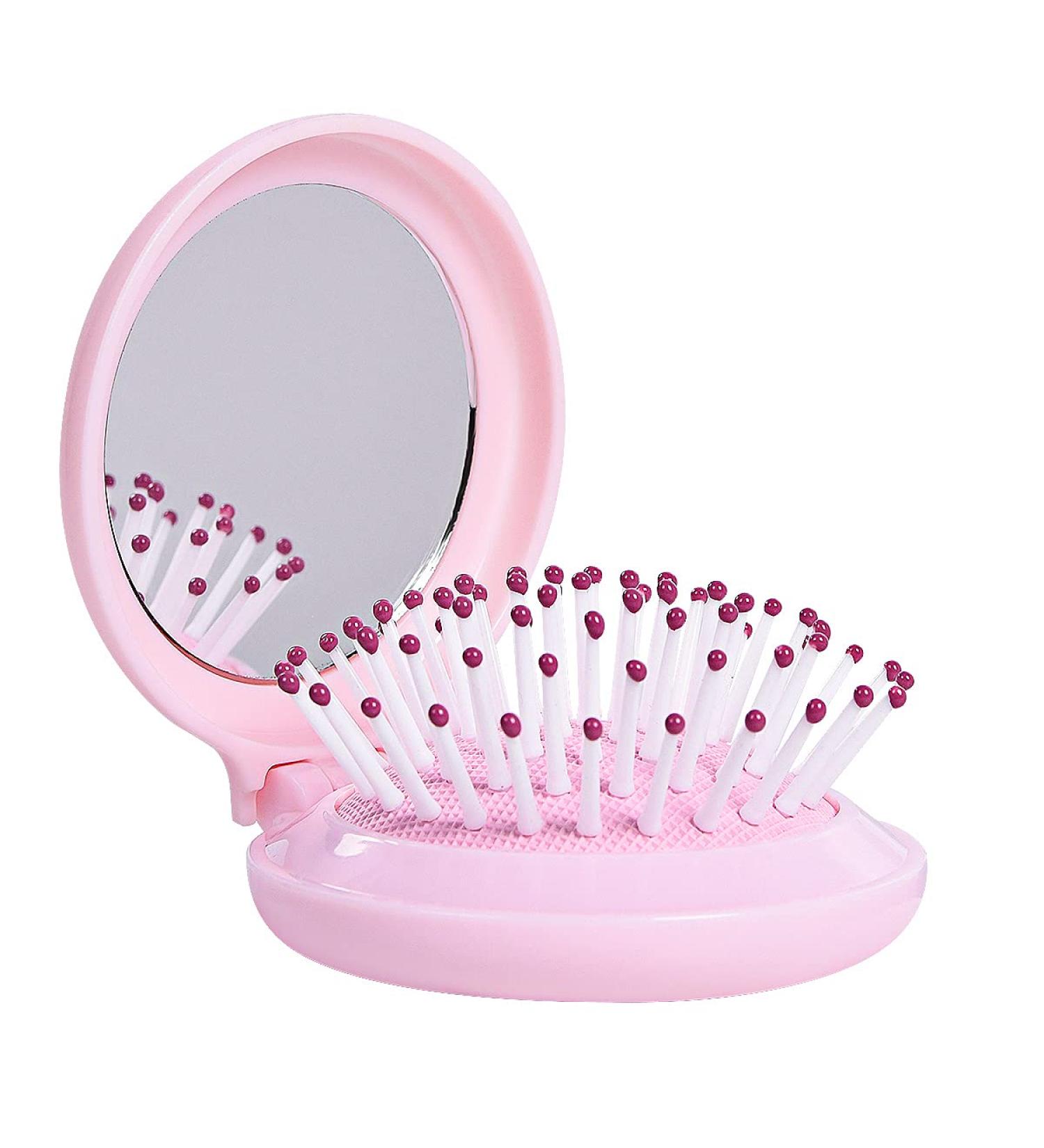 Trikeel Mini Hair Brush with Mirror for Girls - Small Portable Travel Size Pink Brush - Buy Online on GoSupps.com