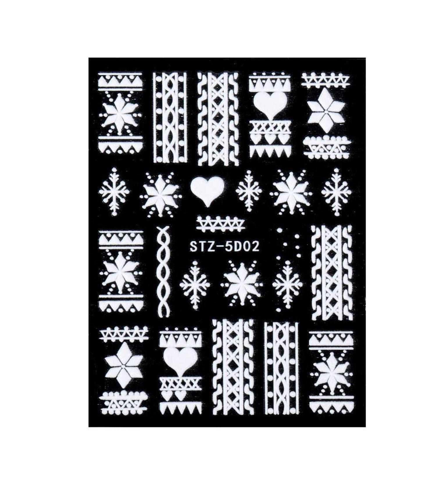 Nail Art Decorations Charms Flower Year Design Winter Nail Sticker 5D Embossed Snowflakes Christmas(5D-02) - Buy Online on GoSupps.com